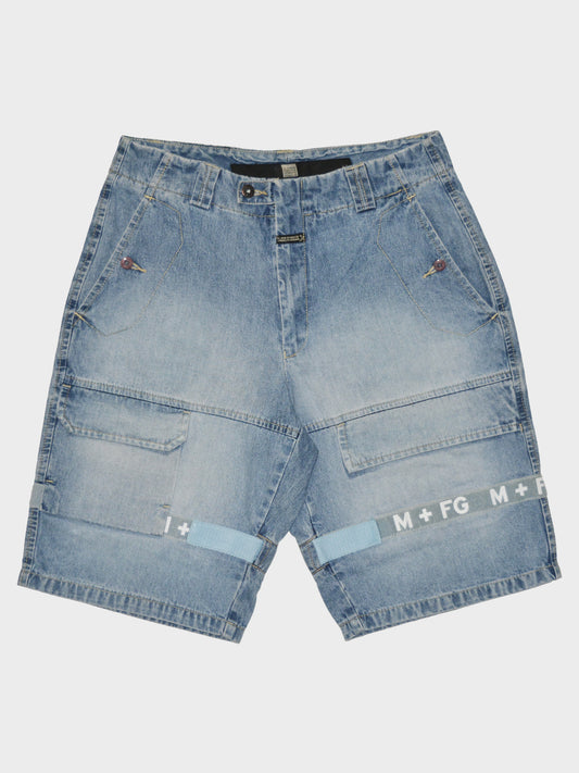 Marithé + François Girbaud - denim shorts with M+FG velcro straps - size 32