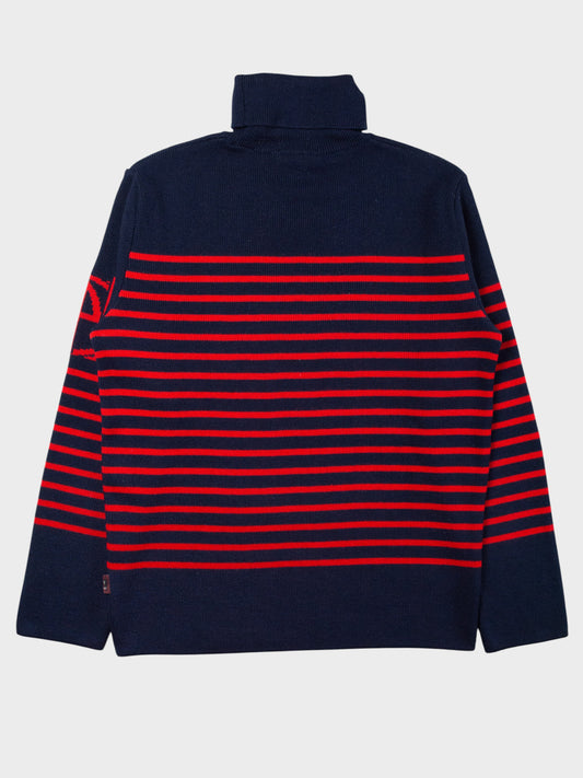 JPG.Jean's - (vintage) - striped knit turtleneck (navy) - men's size XL