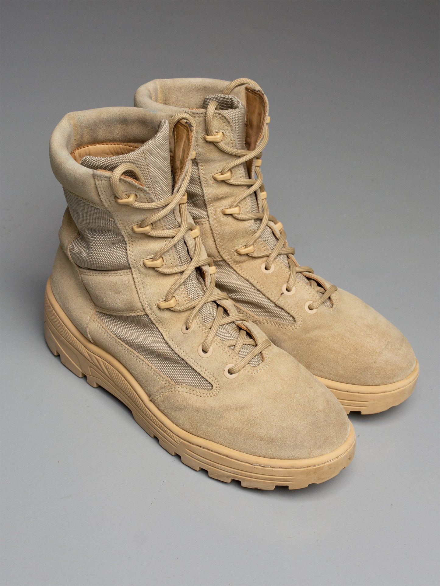 YEEZY Season 4 Nylon and Thick Suede Combat Boot (Sand) - size 45