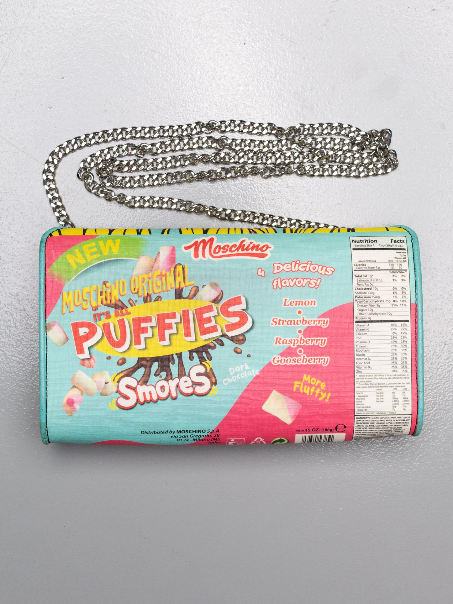 Moschino X Ben Frost A/W 2018 SmoreS leather chain clutch bag