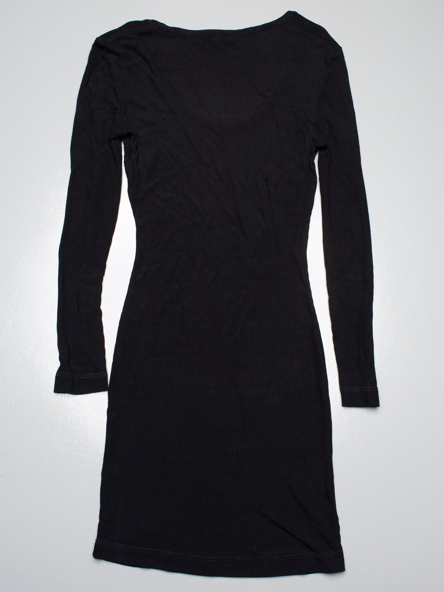 1993 Katharine Hamnett London sheer ribbed long-sleeve bodycon mini dress - size L