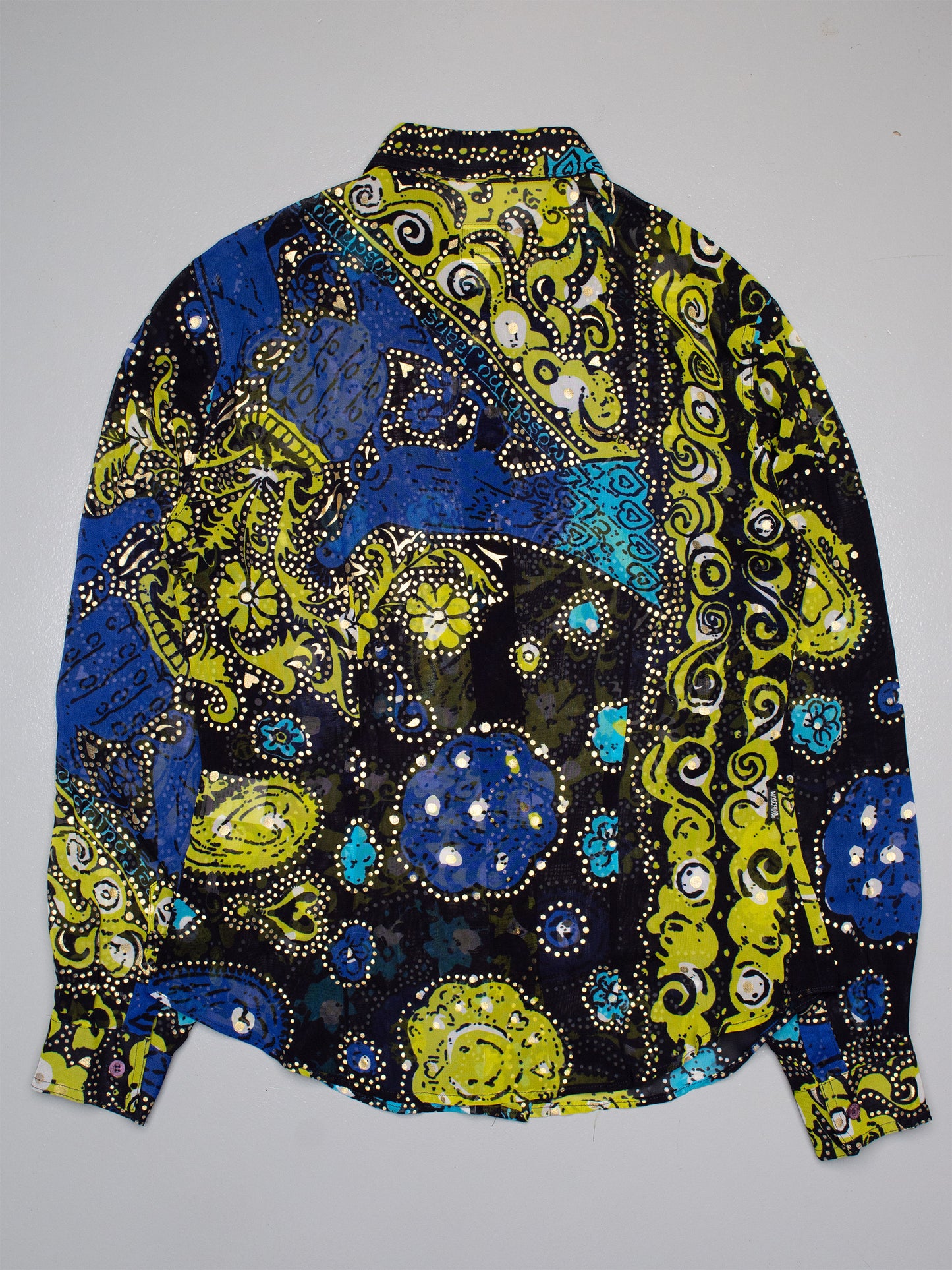 vintage Moschino Jeans sheer shirt with gold print - women's size 44IT