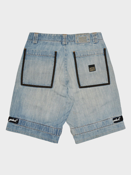 Marithé + François Girbaud - denim shorts with girbaud velcro straps - size 32