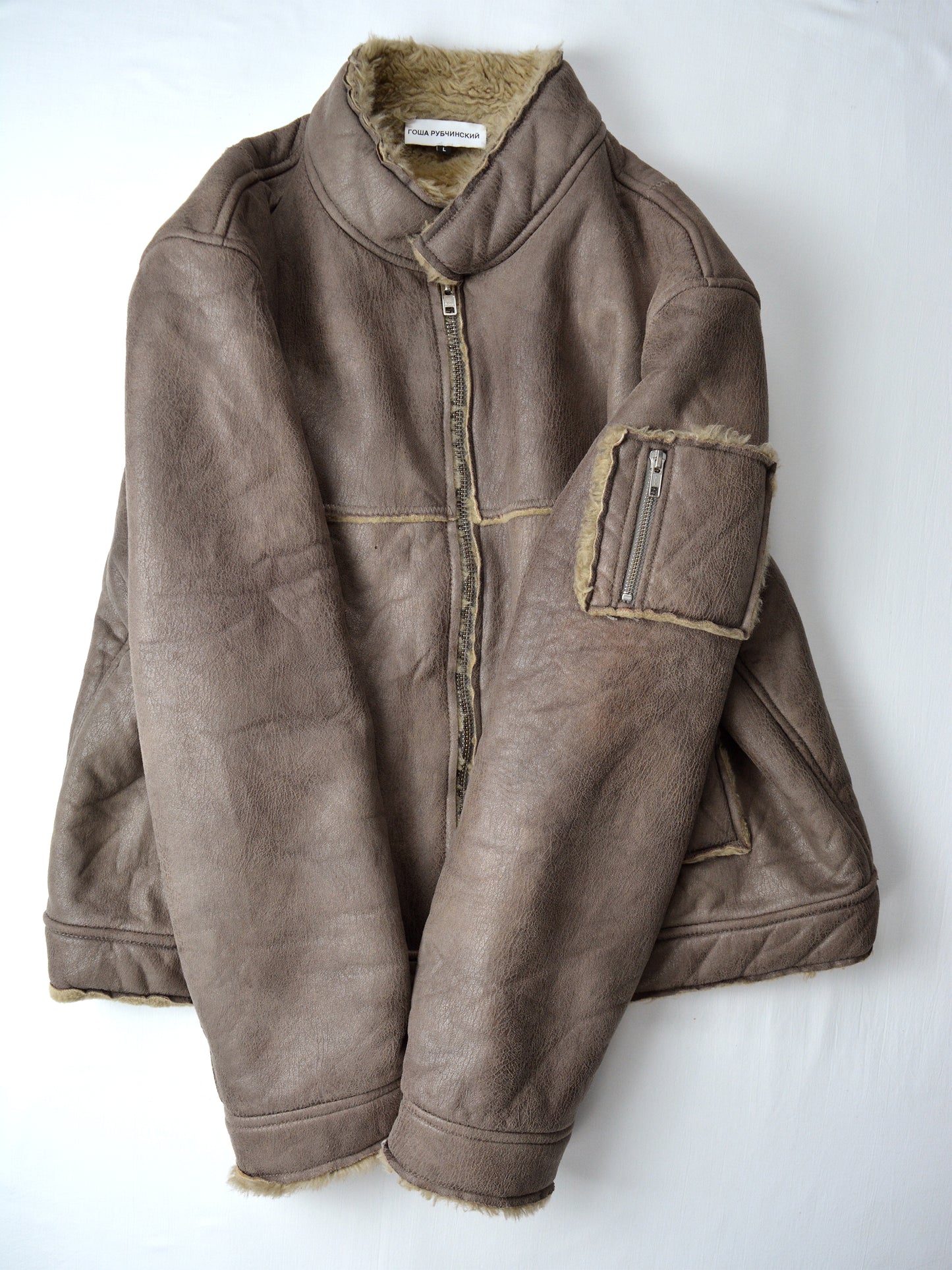 Gosha Rubchinskiy - A/W 2016 - faux leather shearling jacket (brown) - size L