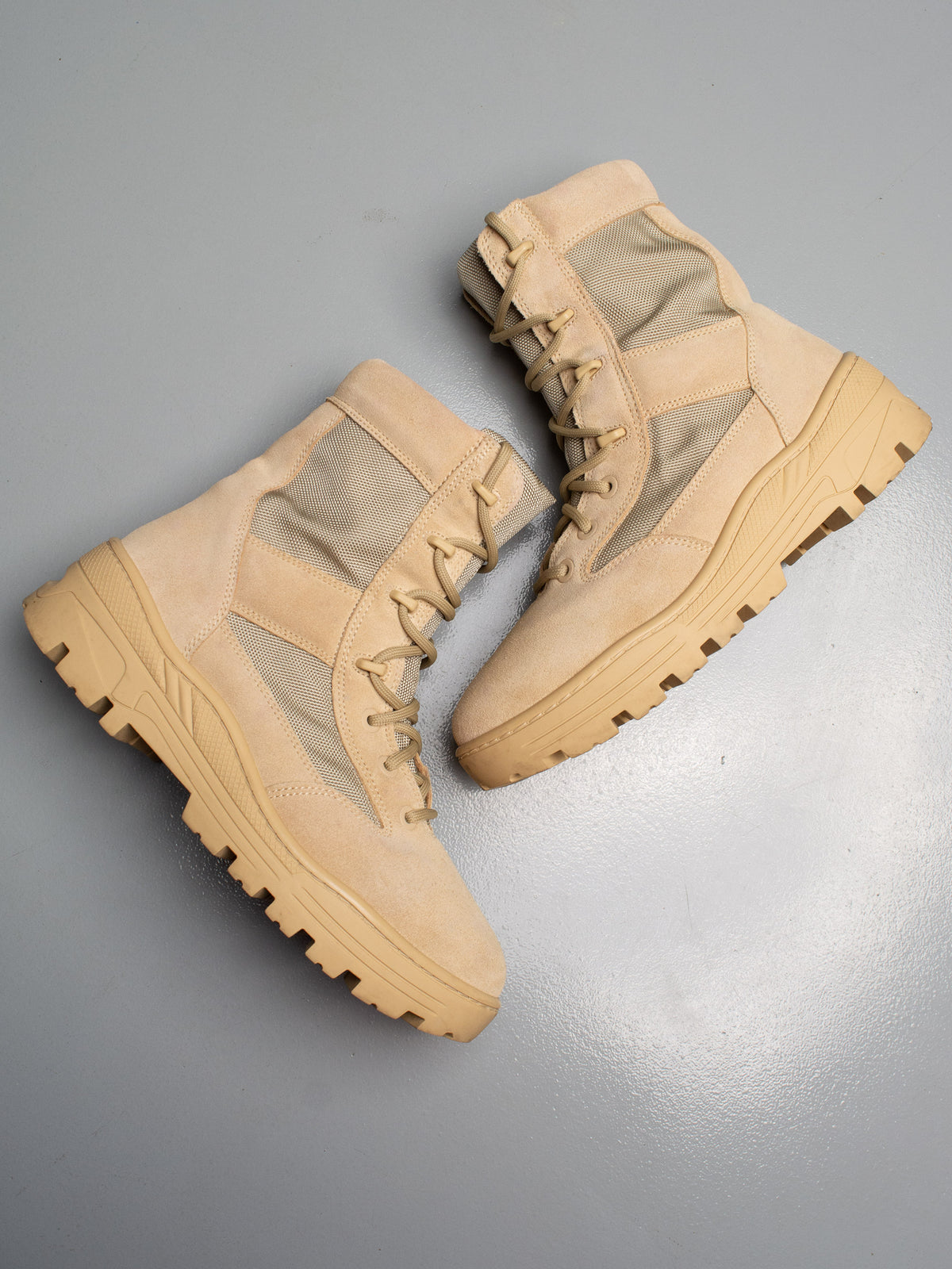 YEEZY Season 4 Sand Nylon and Thick Suede Combat Boots - size 43