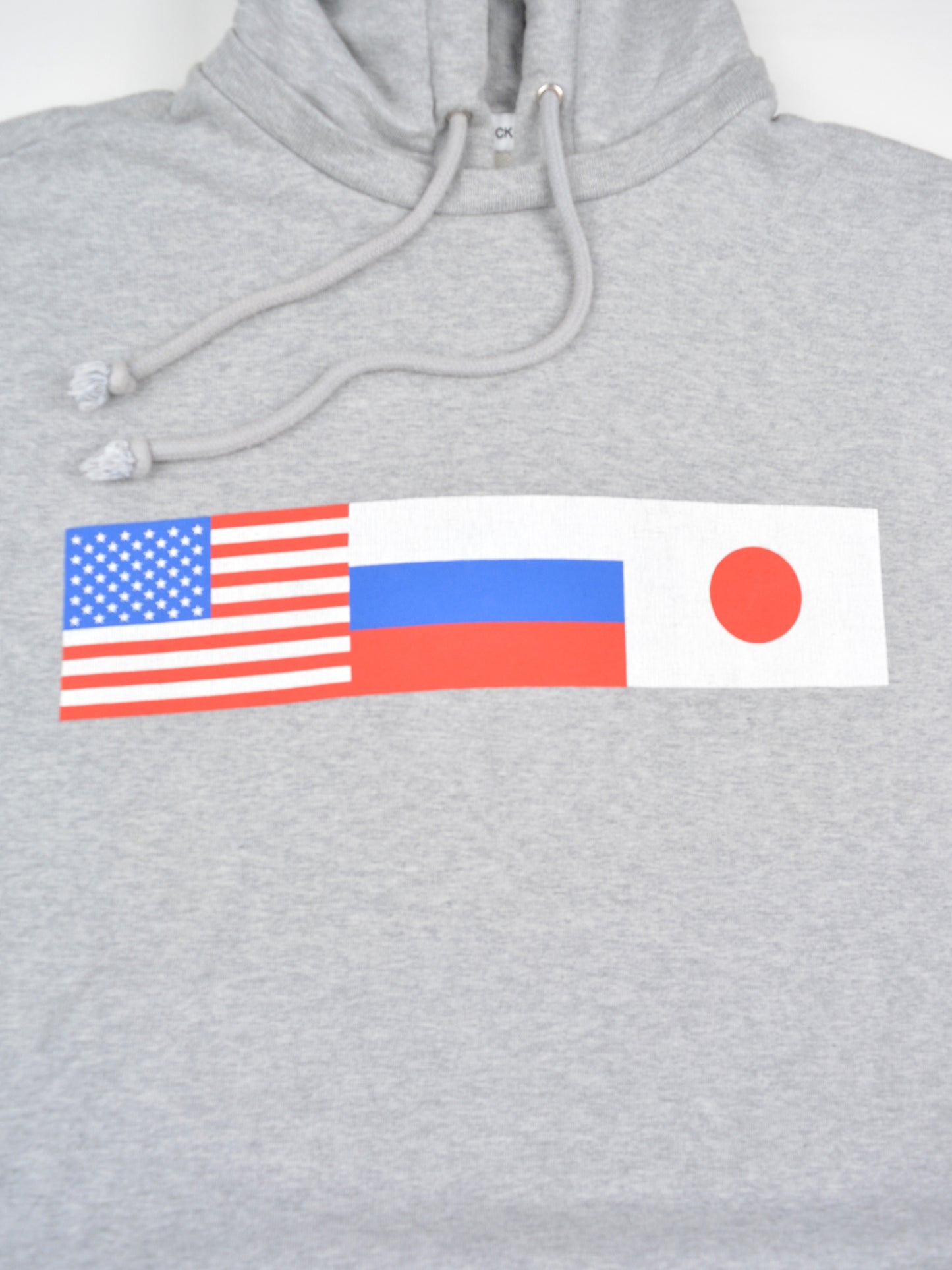 Gosha Rubchinskiy - A/W 2018 - asymmetric flags hoodie (grey) - size S