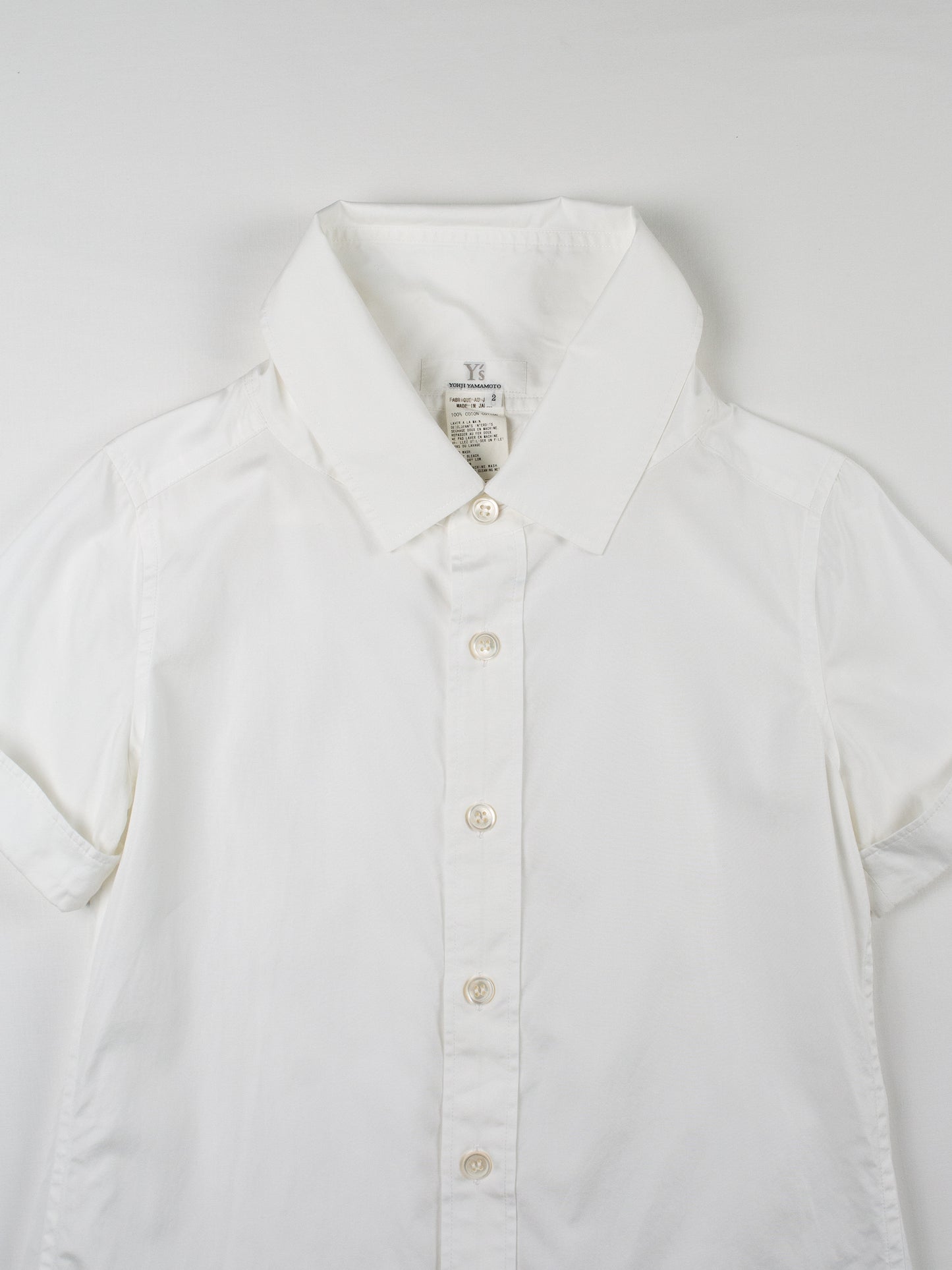 Y's by Yohji Yamamoto - S/S 2006 - short sleeve shirt with oversized collar - women's size 2