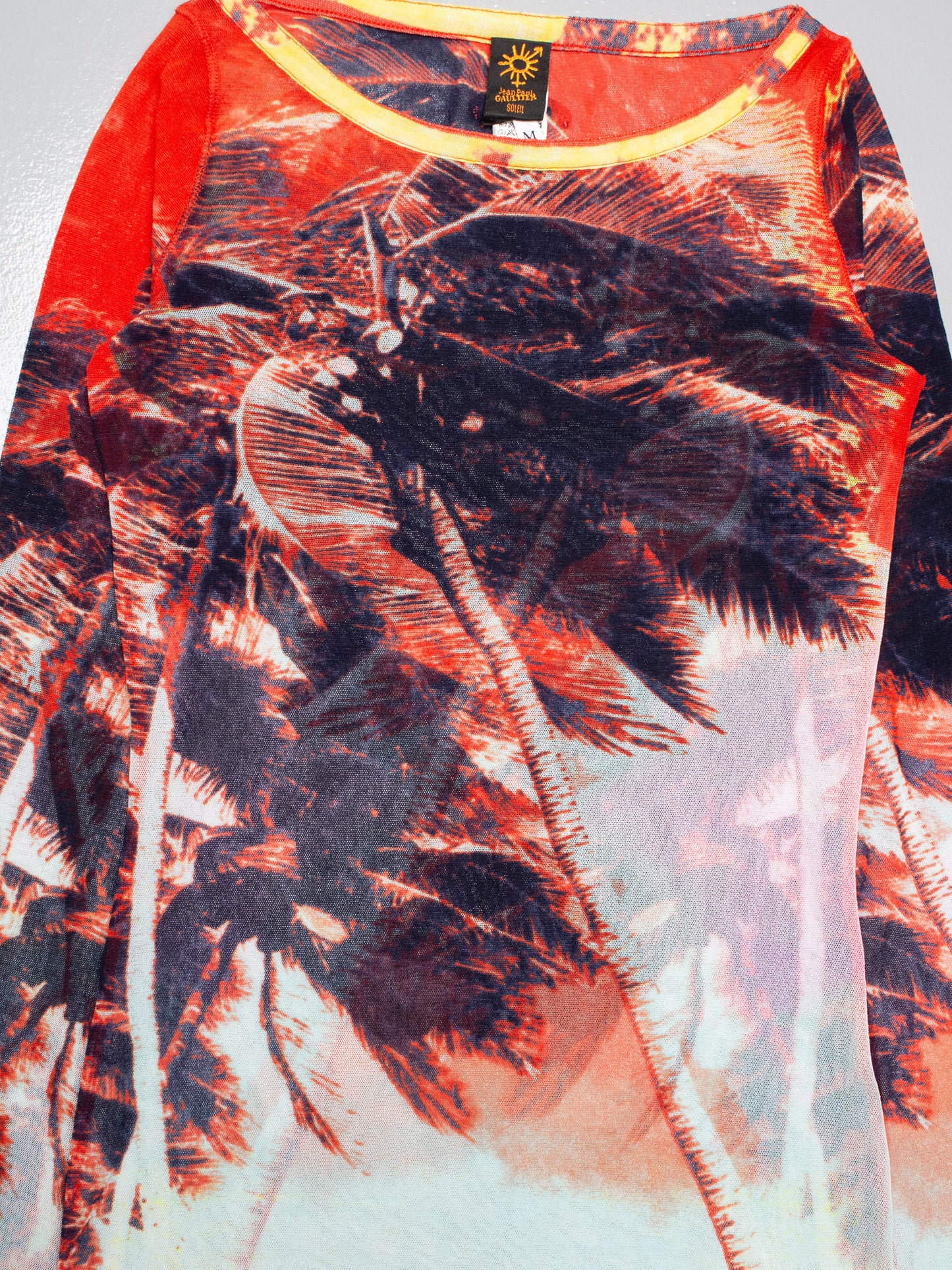 Jean Paul Gaultier Soleil - (vintage) - tropical palm trees mesh top - size M