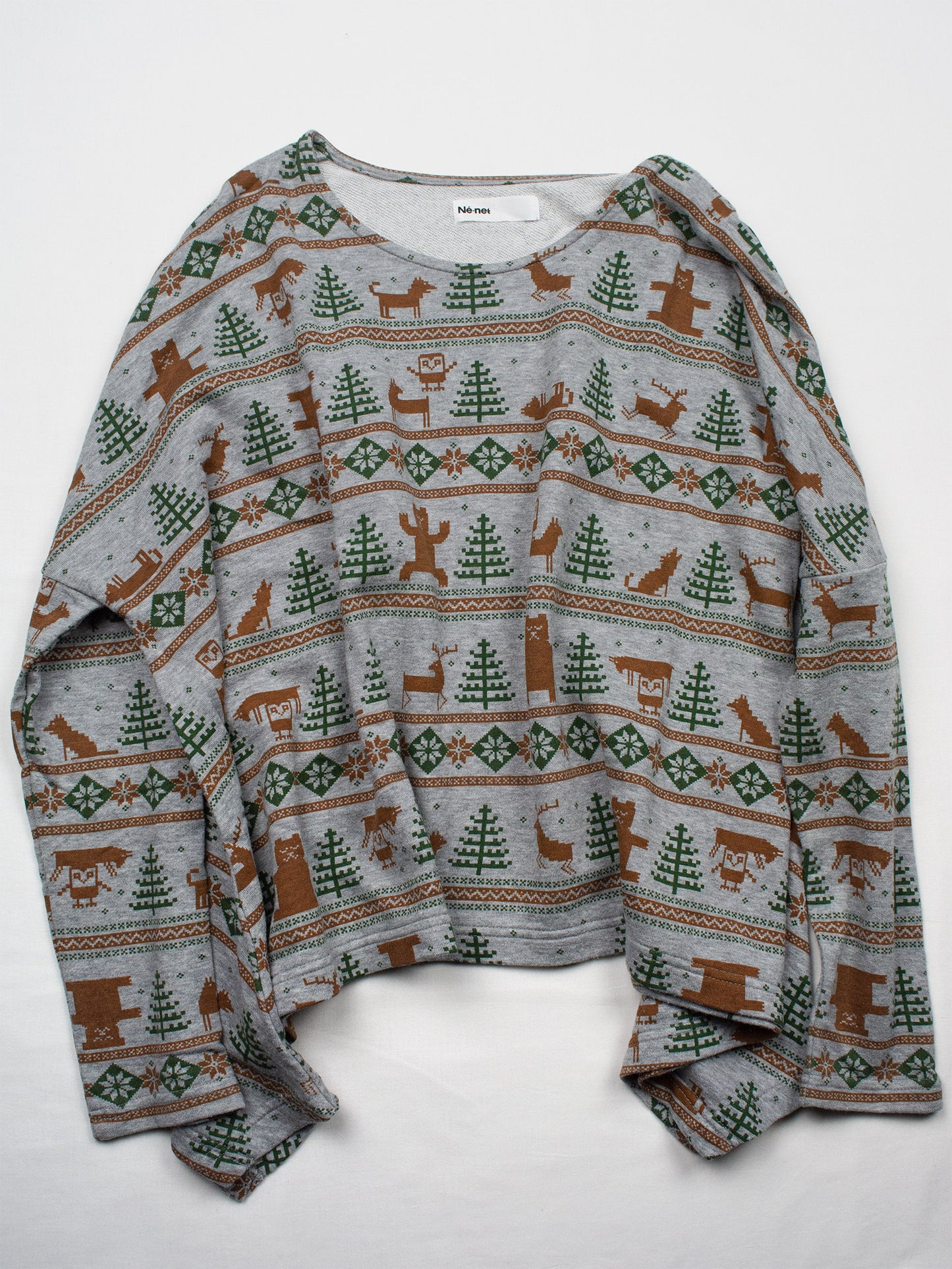 Né-net - winter print wide fit crewneck - size 2