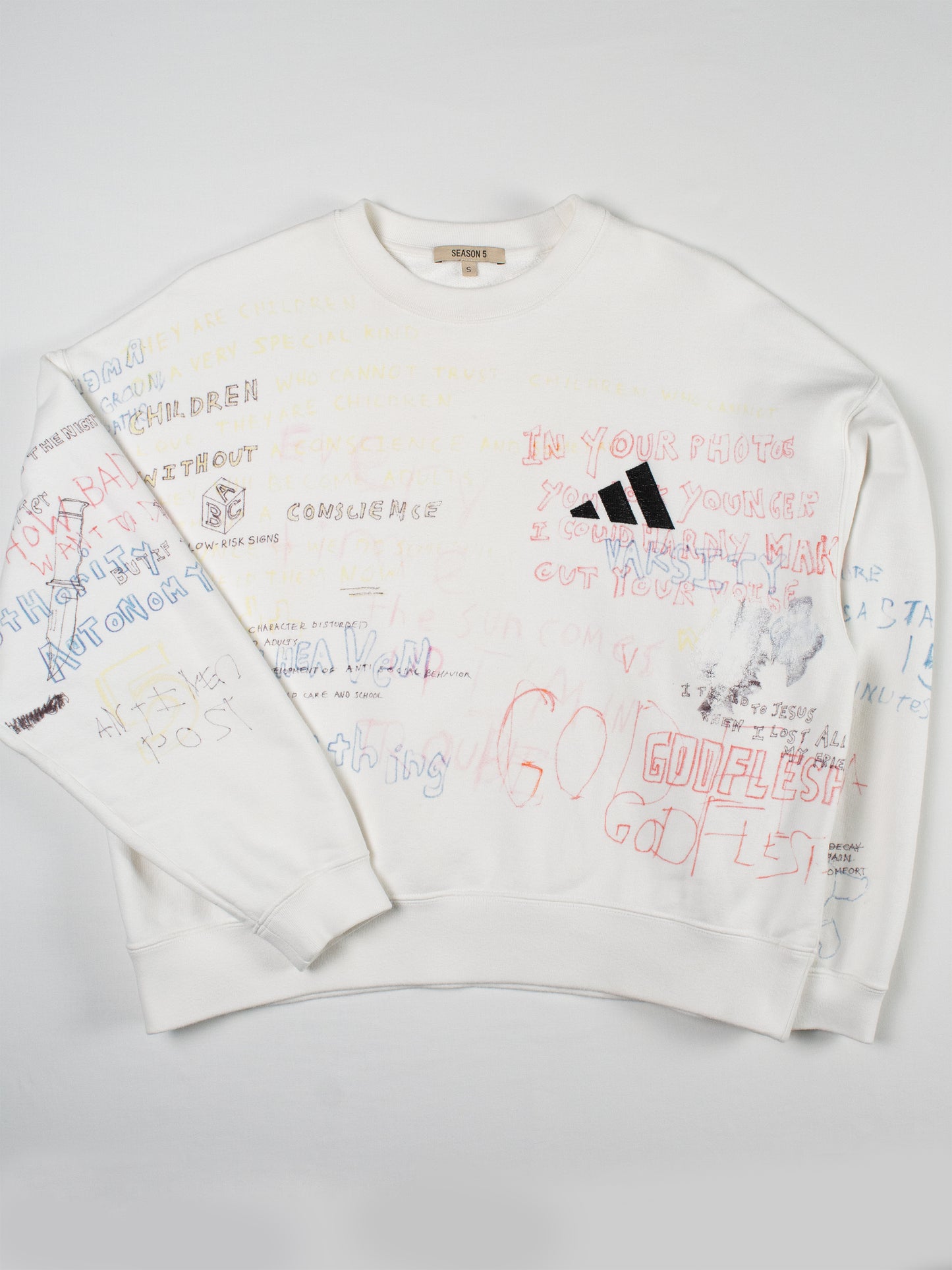YEEZY Season 5 (2017) - adidas scribble crewneck sweatshirt - size S