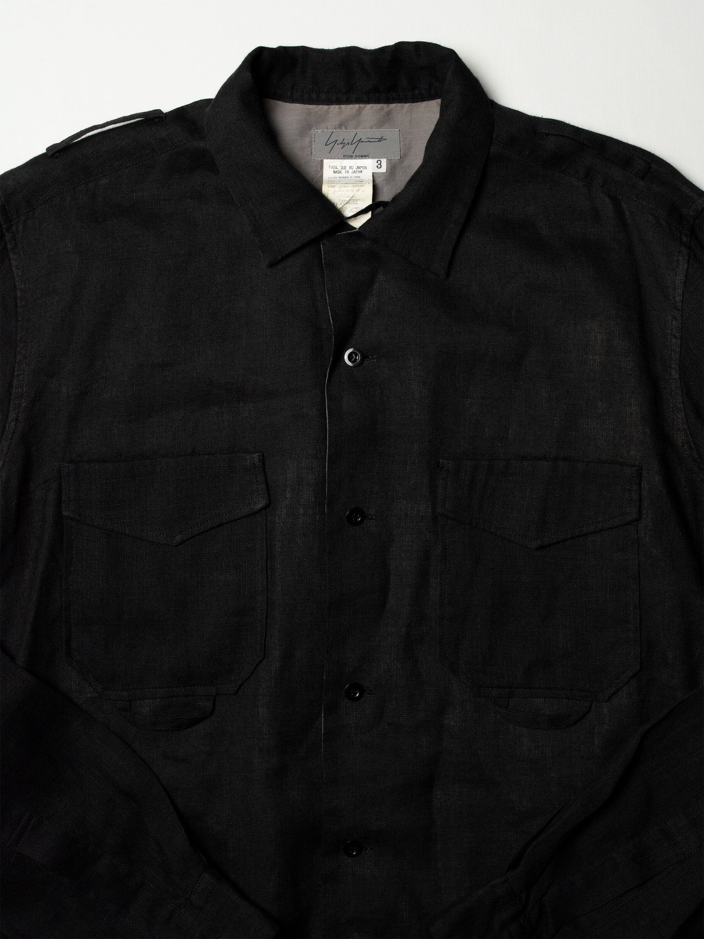 Yohji Yamamoto Pour Homme - ramie double layer shirt - size 3