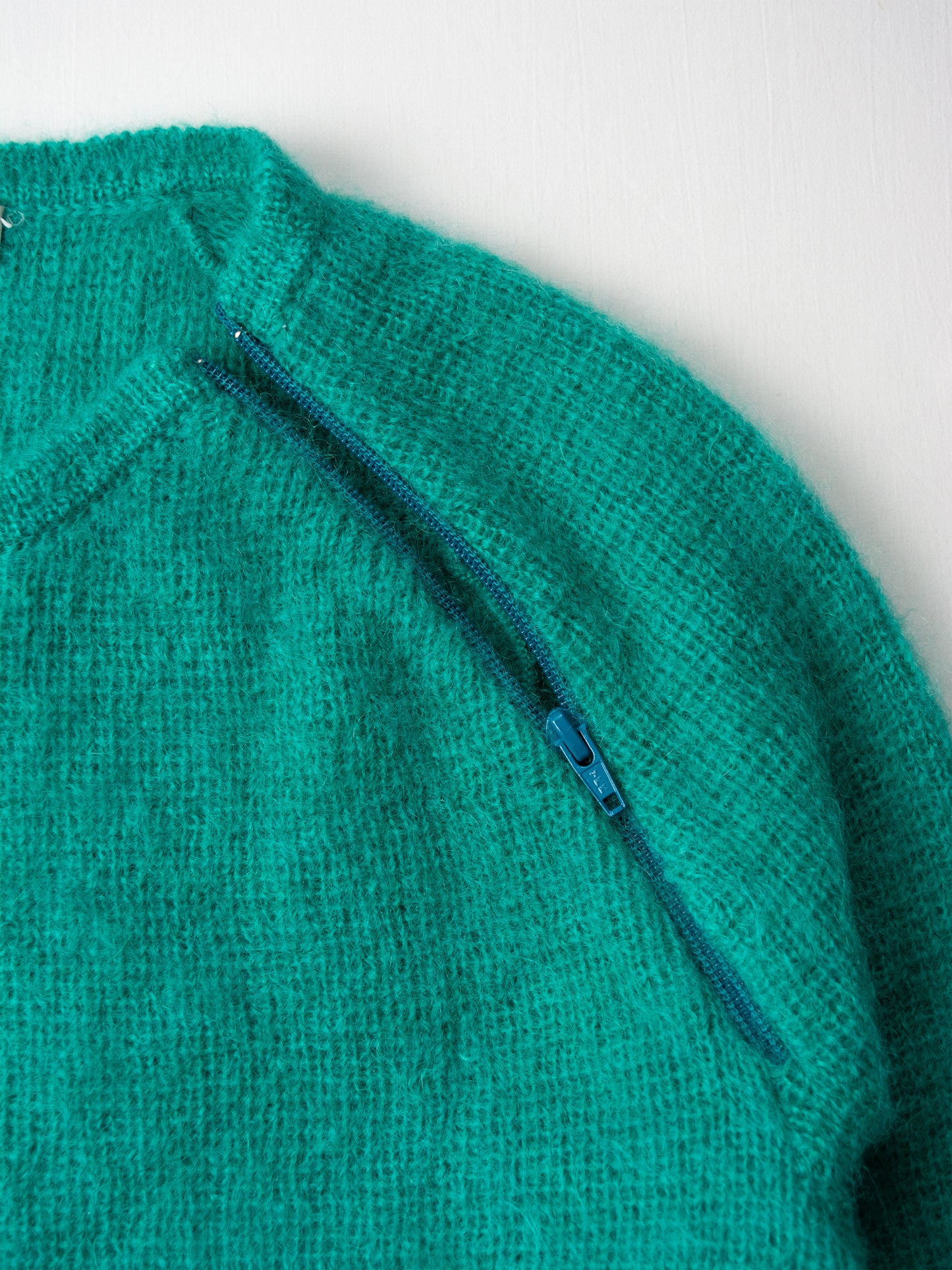 Gosha Rubchinskiy - S/S 2013 - cropped mohair shoulder zip sweater (green)