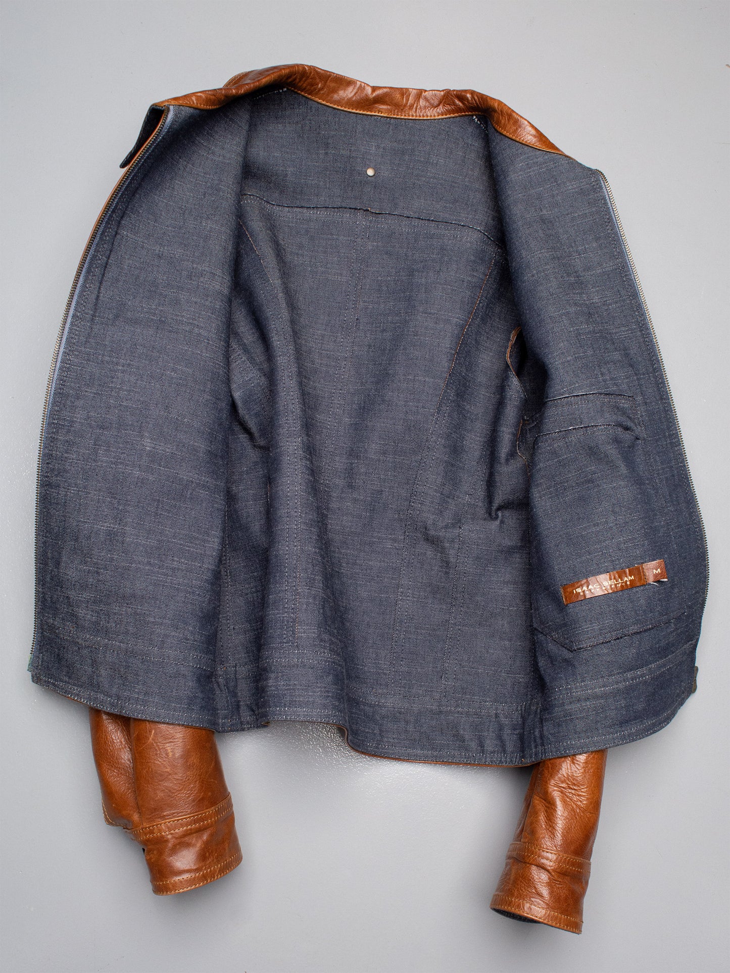 Isaac Sellam Experience - 2000's - cowhide and denim leather jacket - men's size M