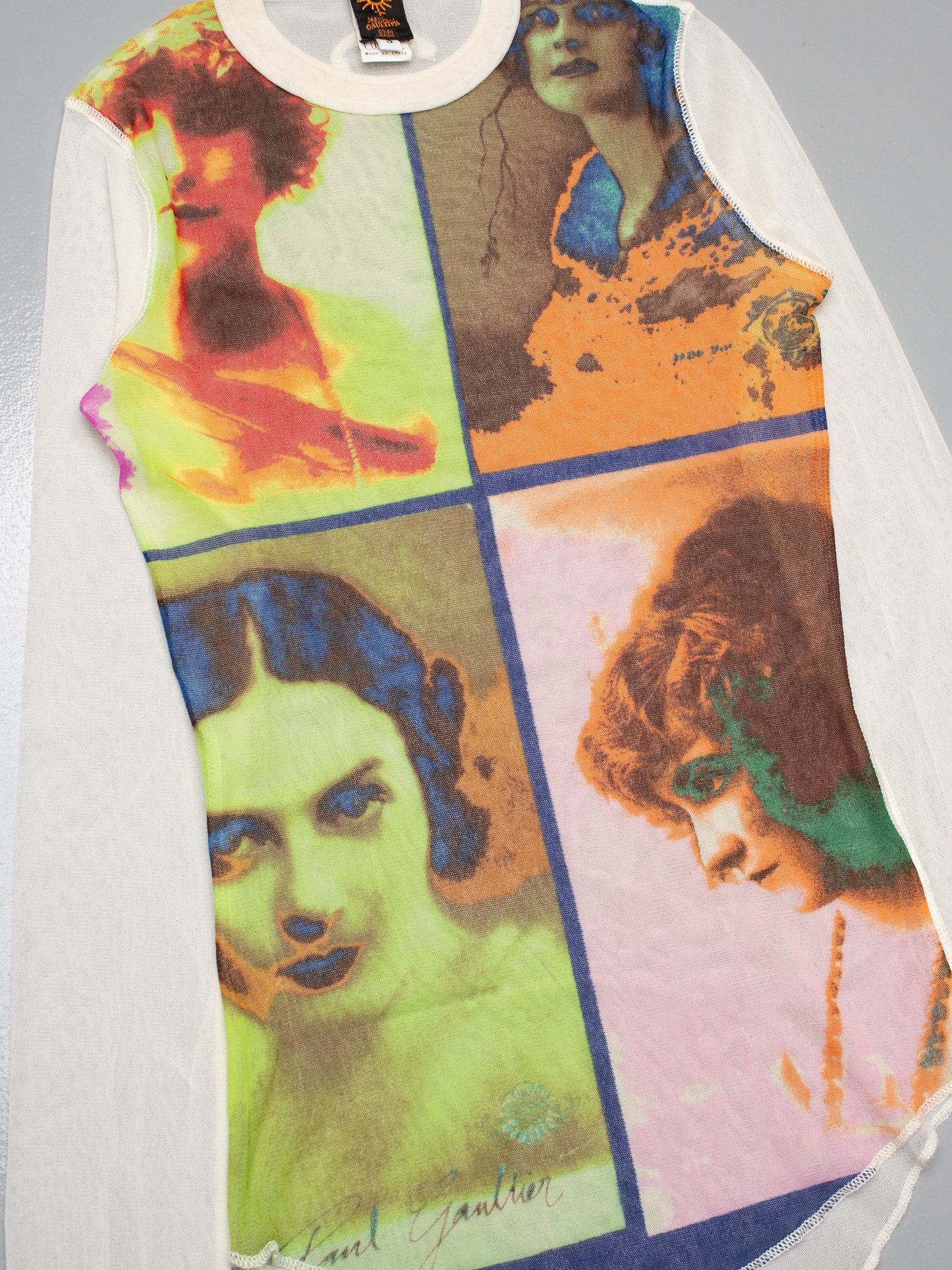 Jean Paul Gaultier Soleil - S/S 2002 - portrait mesh top - size S