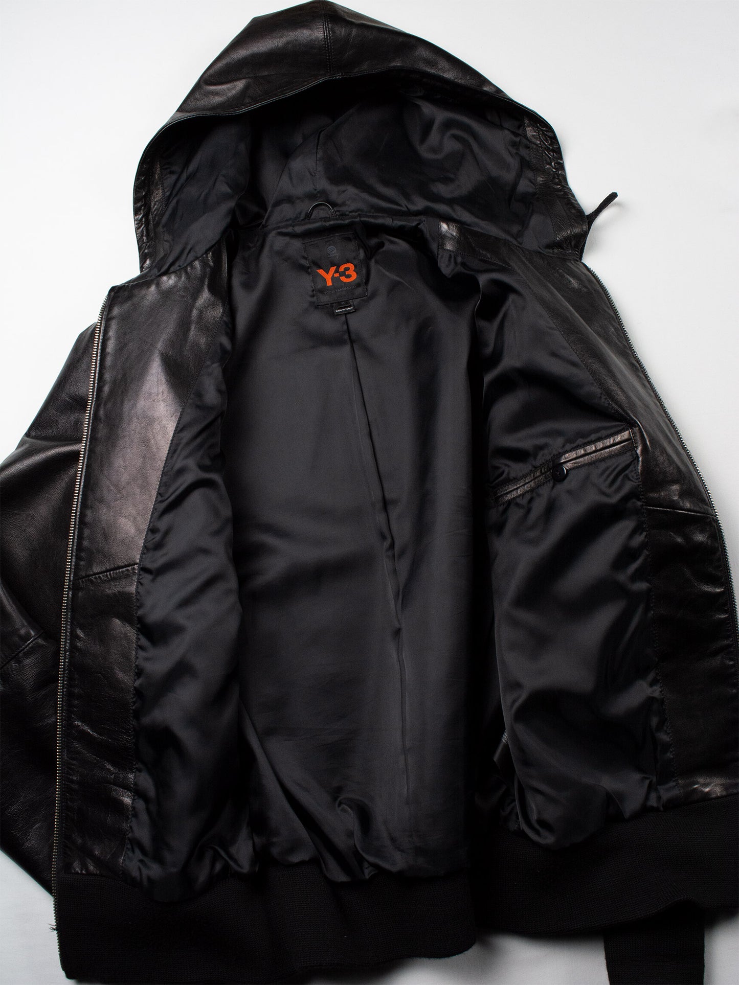 Y-3 - A/W 2005 - leather hooded bomber jacket - men's size M