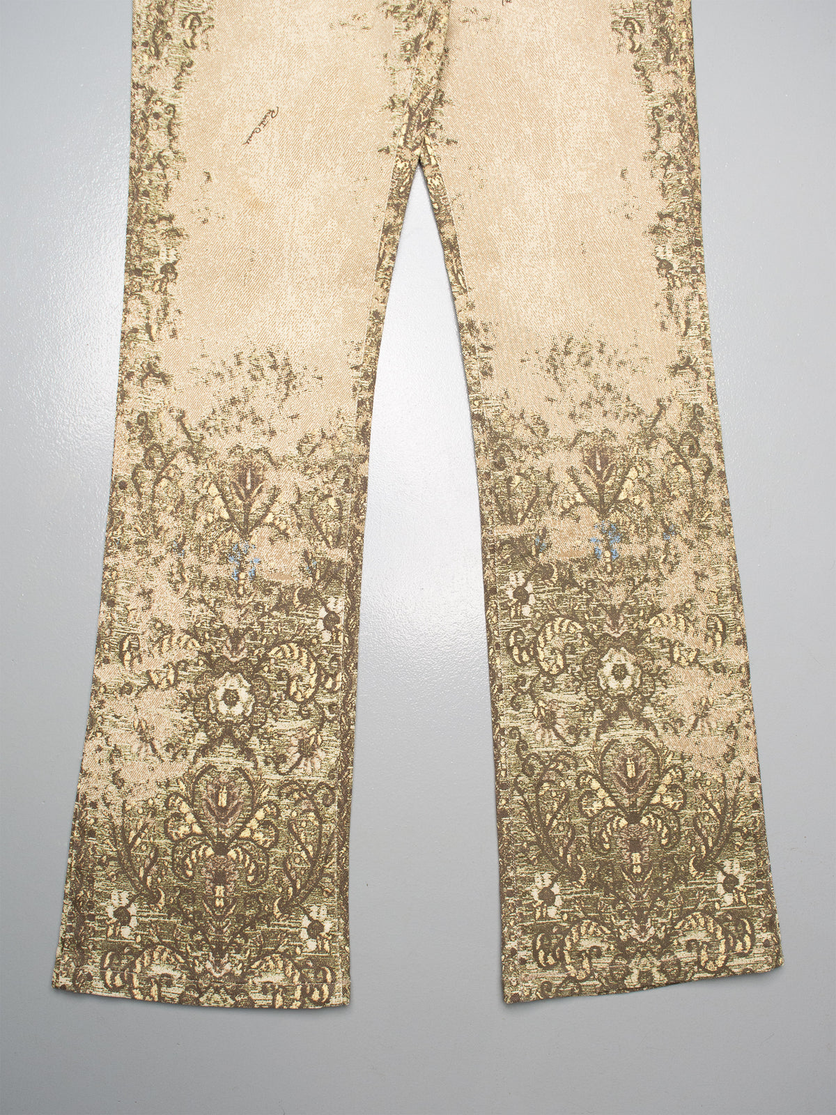 Roberto Cavalli - A/W 2002 - baroque tapestry print flared jeans - women's size S