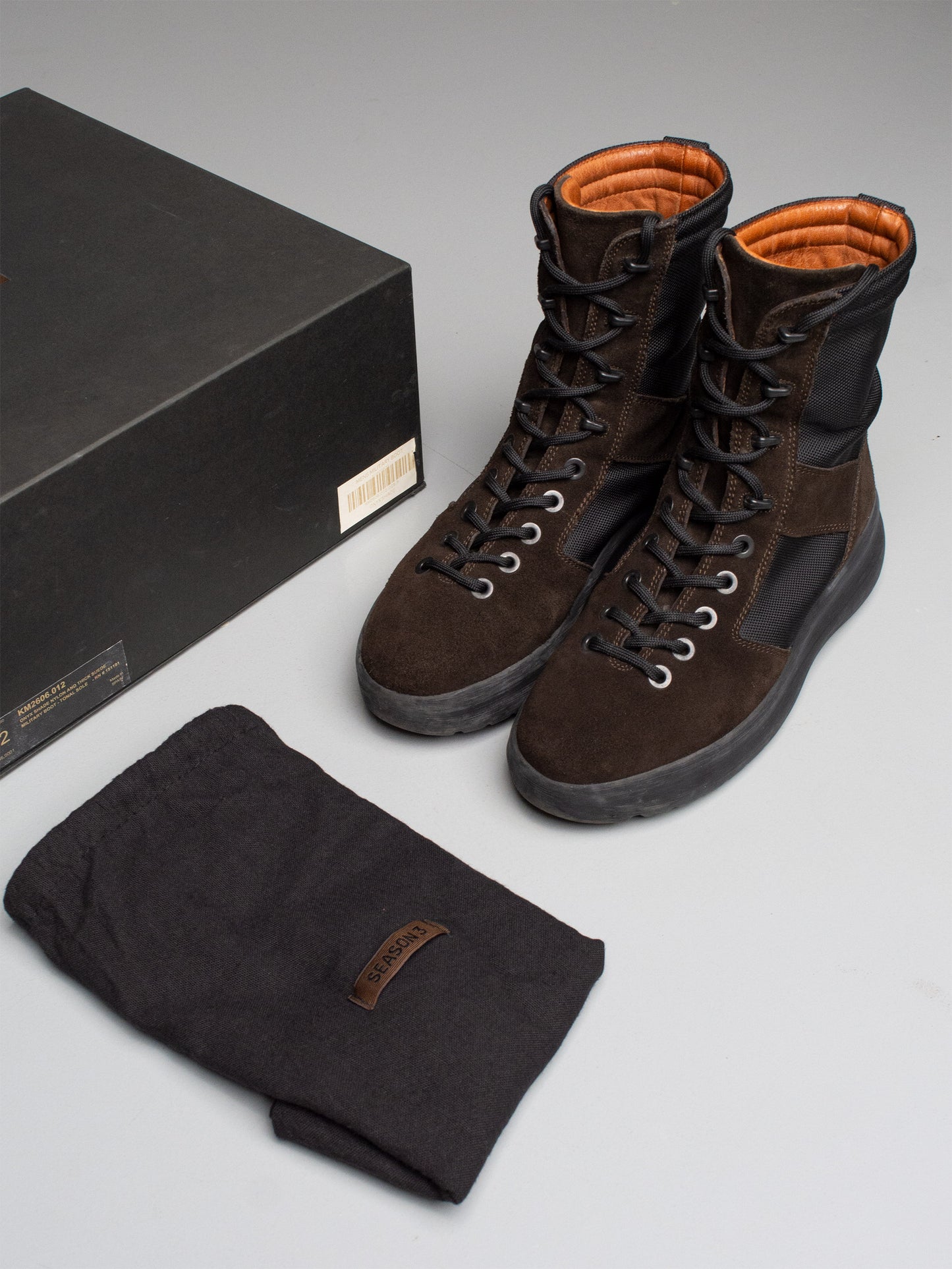 YEEZY Season 3 Onyx Shade Nylon and Thick Suede Military Boots - size 42
