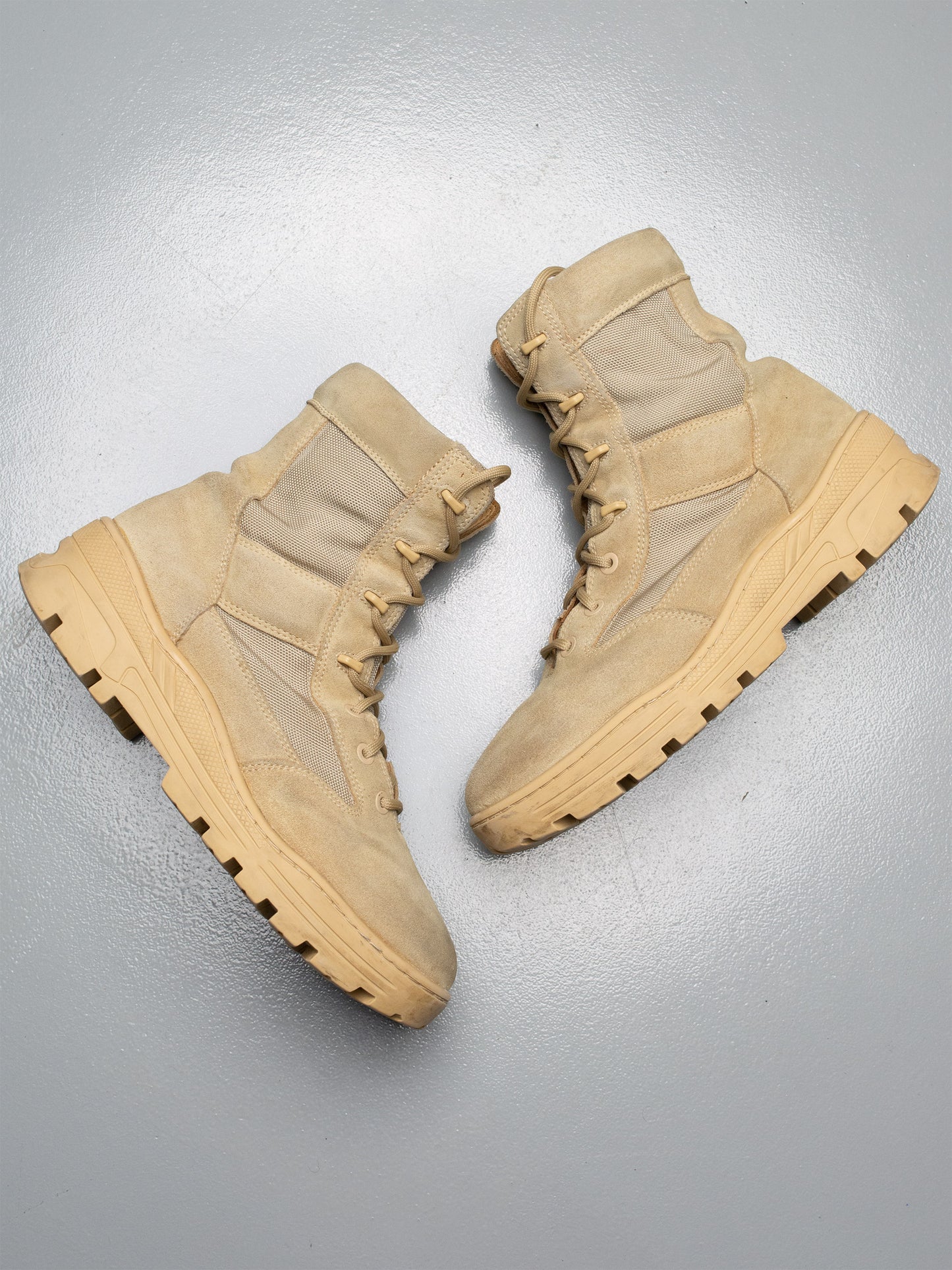 YEEZY Season 4 Nylon and Thick Suede Combat Boot (Sand) - size 45