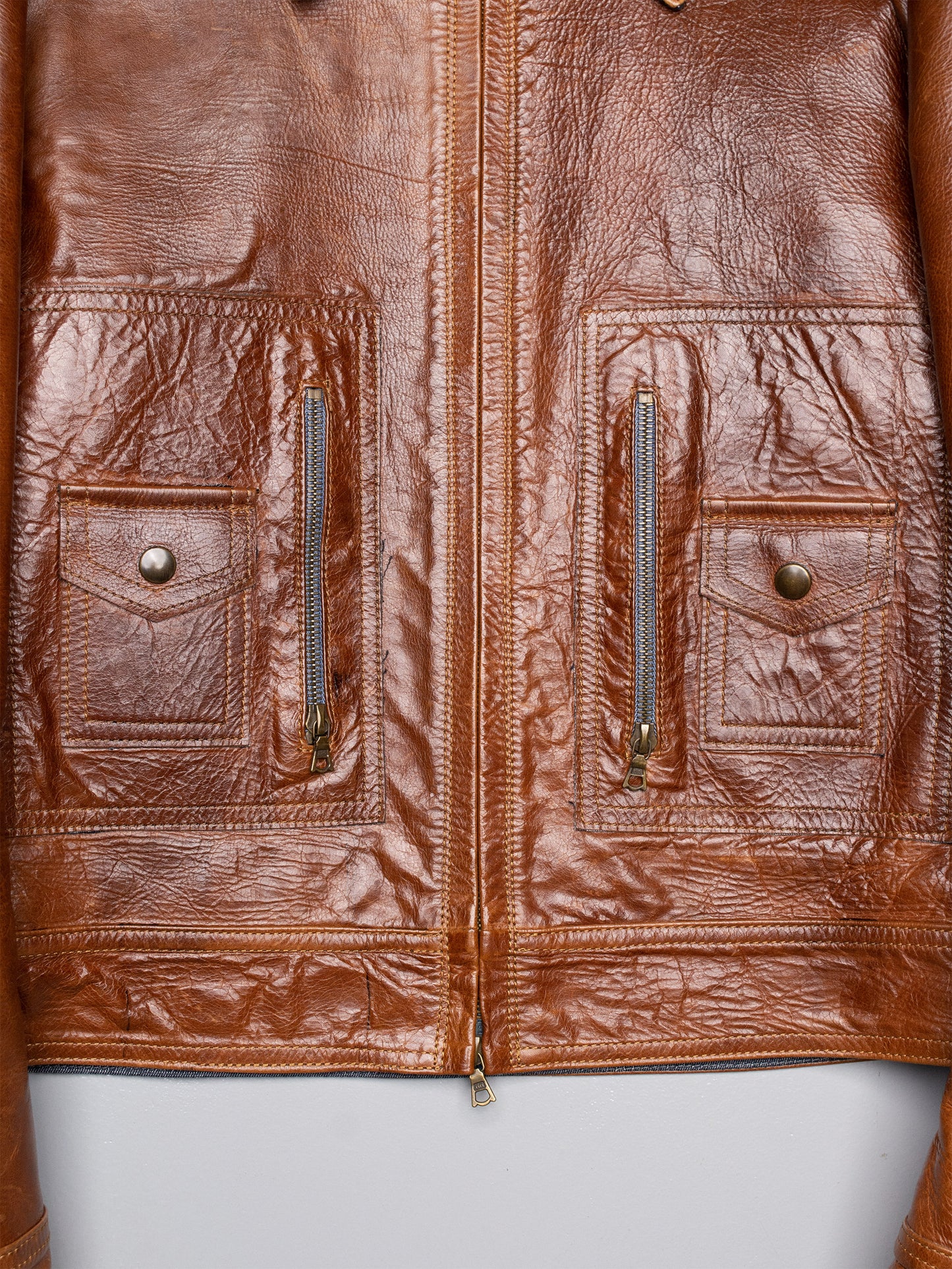 Isaac Sellam Experience - 2000's - cowhide and denim leather jacket - men's size M