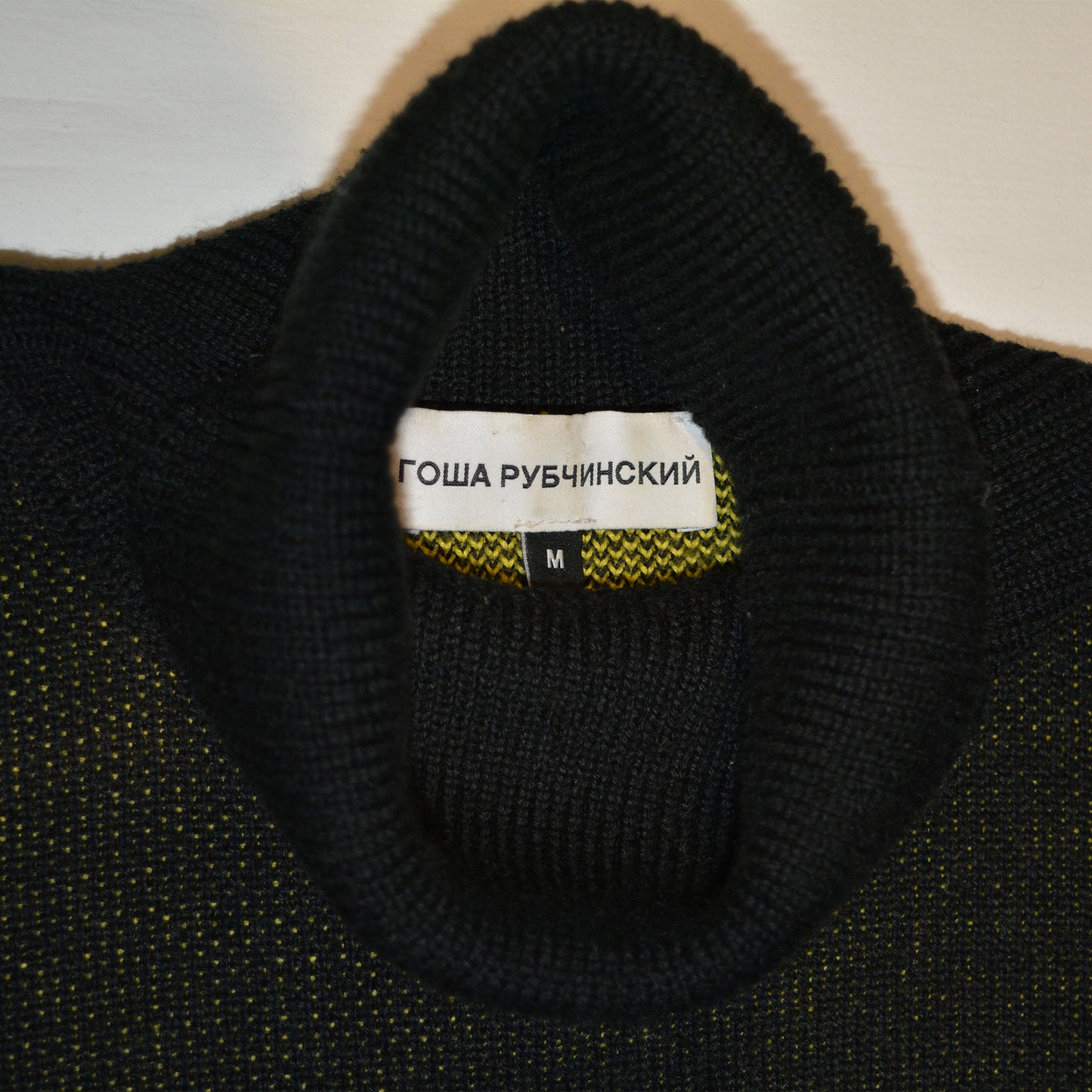 Gosha Rubchinskiy - A/W 2016 - "Save & Protect" turtleneck sweater (black/yellow) - size M