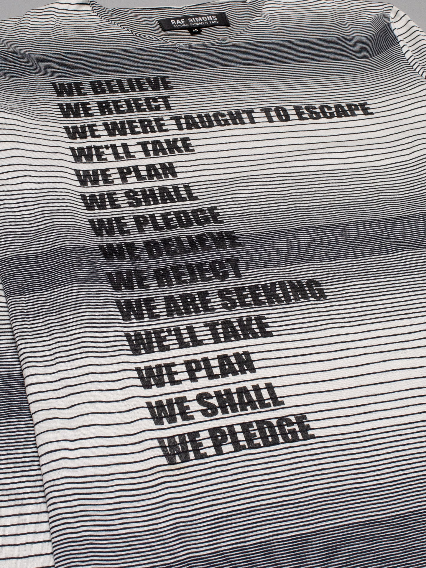 Raf Simons - S/S 2002 - "We Believe" double layer striped long-sleeve t-shirt - size 48
