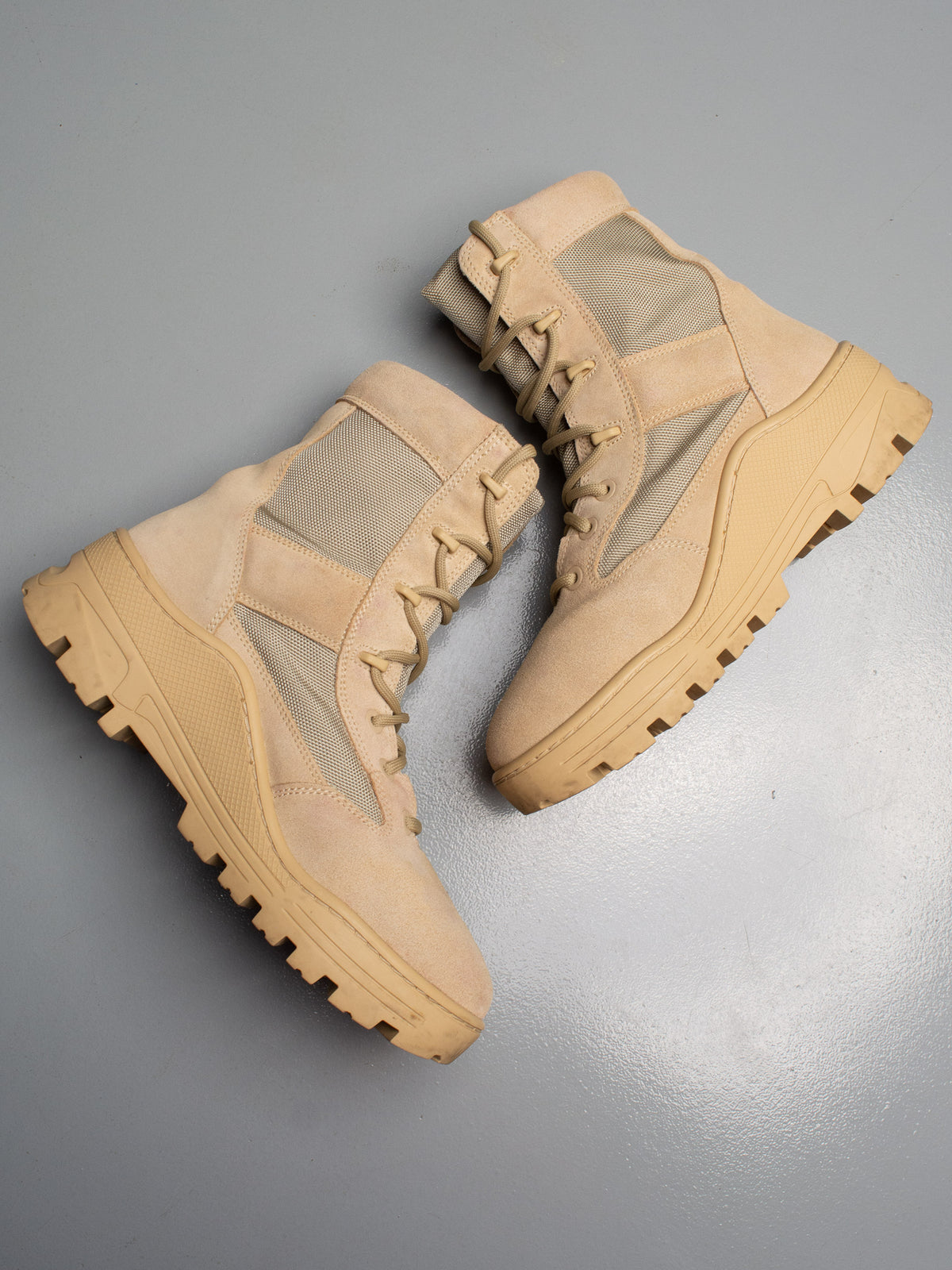 YEEZY Season 4 Sand Nylon and Thick Suede Combat Boots - size 43