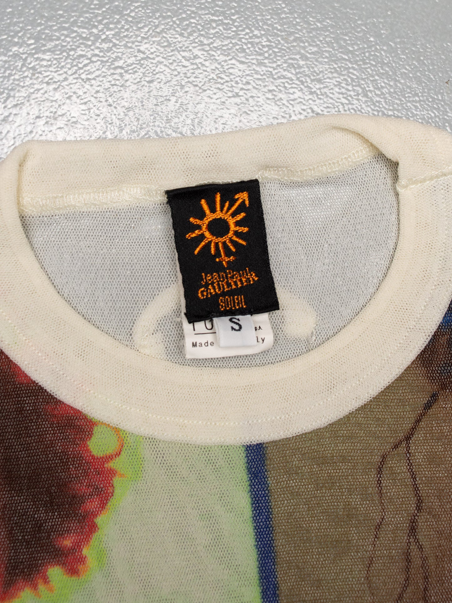 Jean Paul Gaultier Soleil - S/S 2002 - portrait mesh top - size S