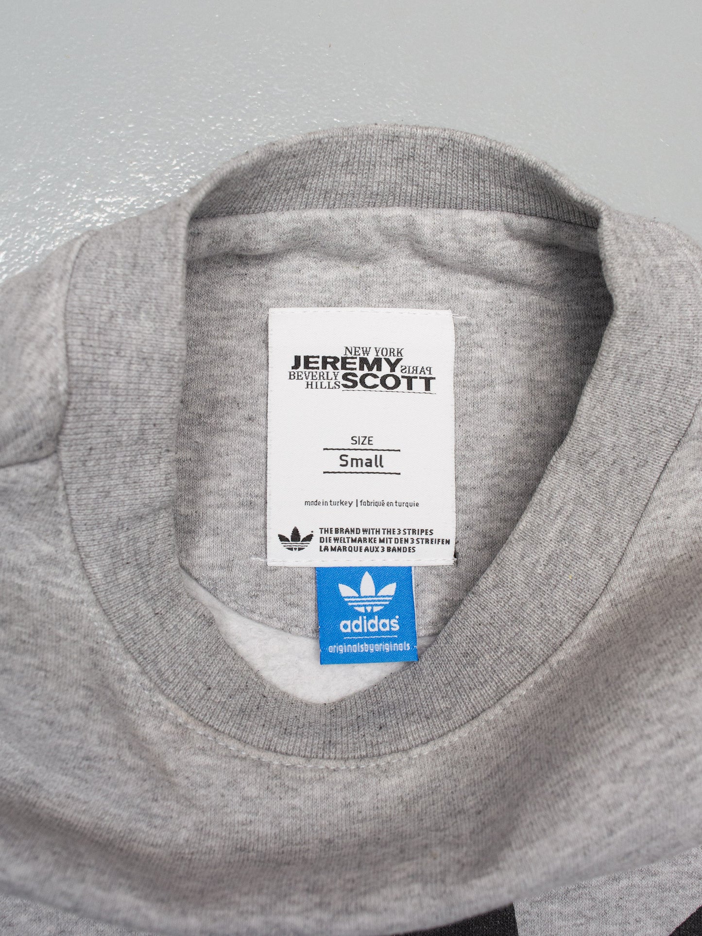 adidas Originals by Jeremy Scott - A/W 2010 - JS Melted Logo Sweatshirt (grey) - size S