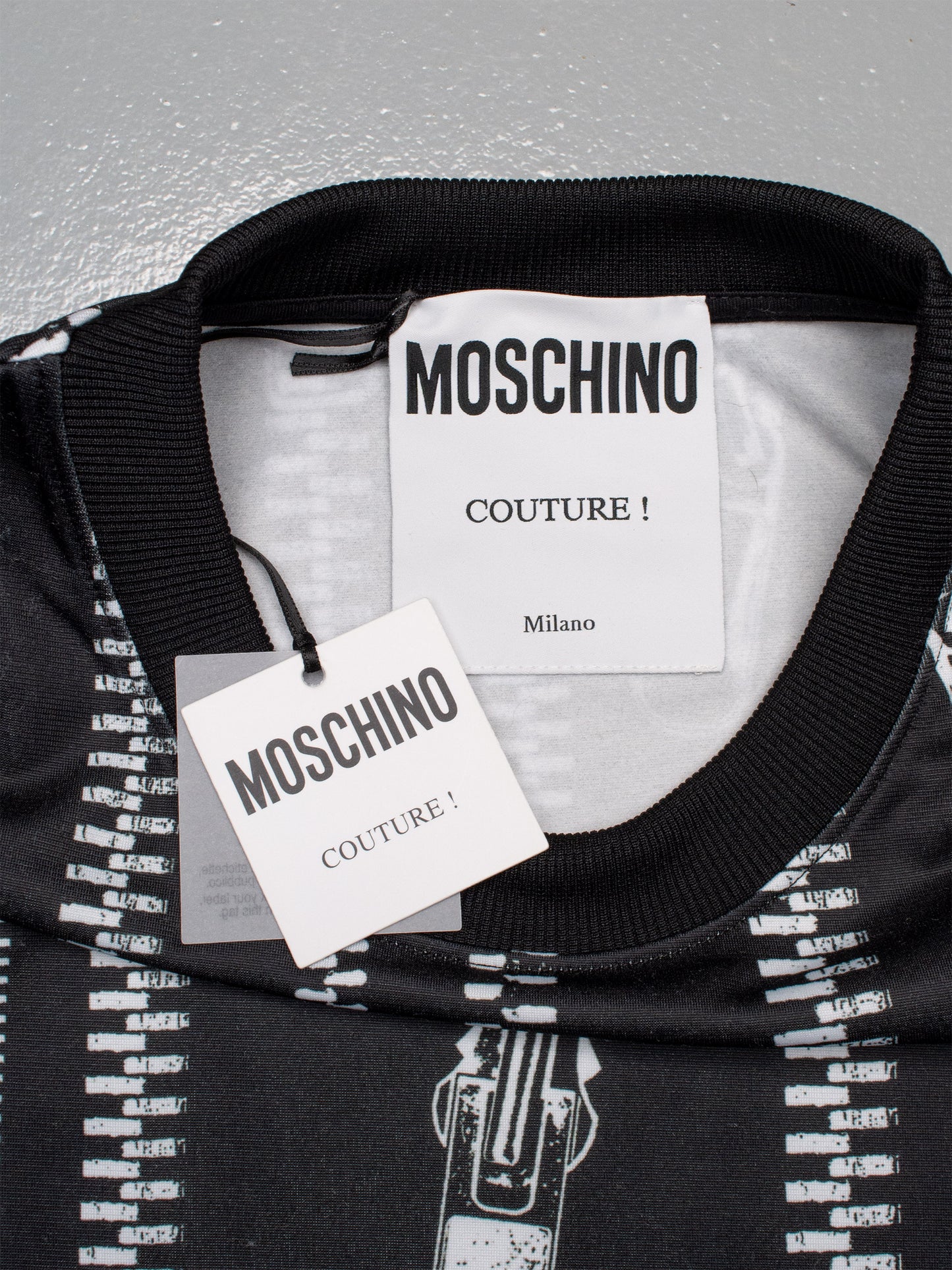 Moschino - S/S 2020 - trompe l'oeil zippers crewneck - men's size 52