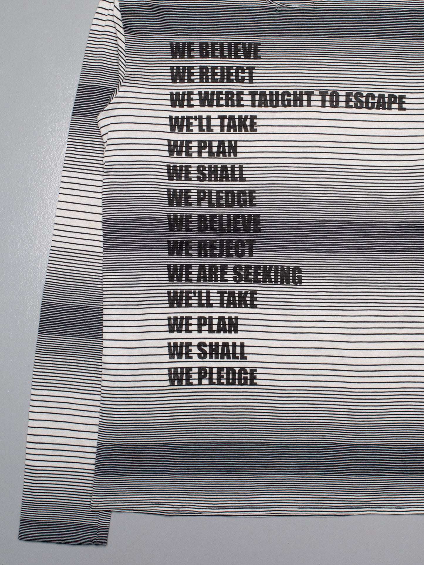 Raf Simons - S/S 2002 - "We Believe" double layer striped long-sleeve t-shirt - size 48