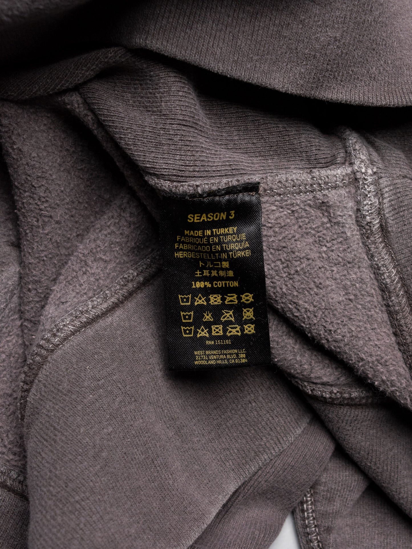 YEEZY Season 3 Onyx Dark fleece hoodie - size M