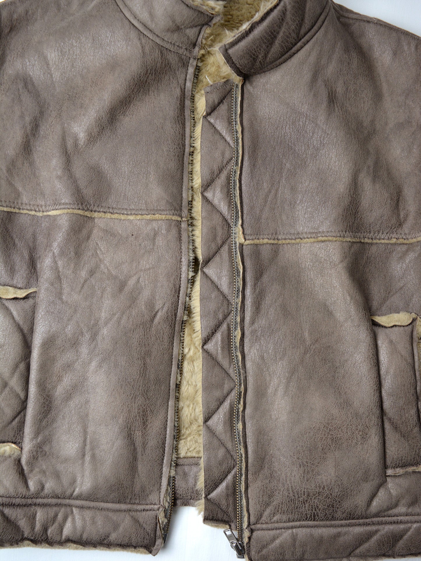 Gosha Rubchinskiy - A/W 2016 - faux leather shearling jacket (brown) - size L