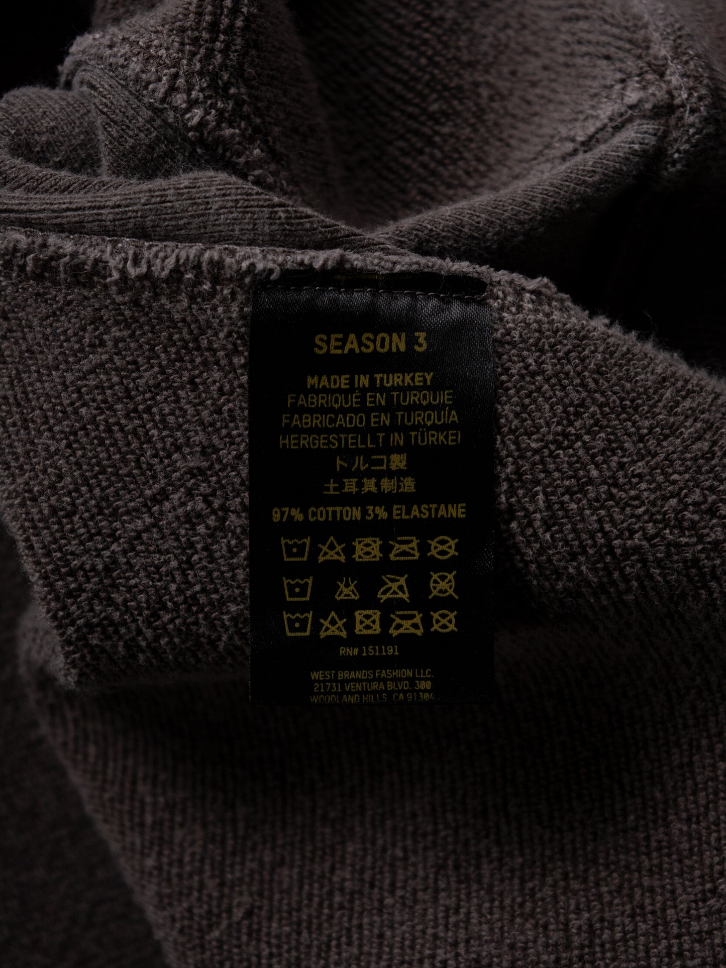 YEEZY Season 3 (2016) - Ribbed Crew Sweat (Onyx Earth) - size M