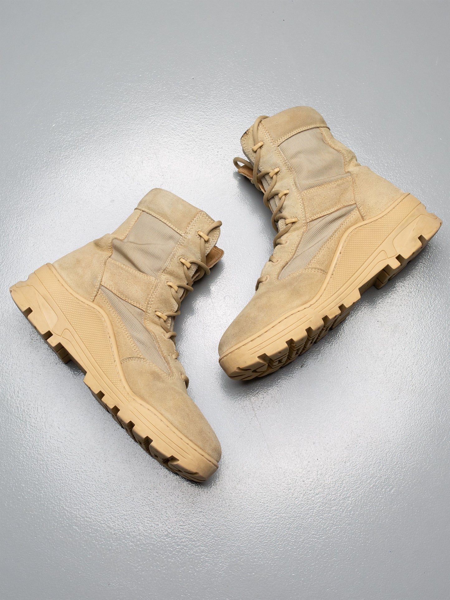 YEEZY Season 4 Nylon and Thick Suede Combat Boot (Sand) - size 45