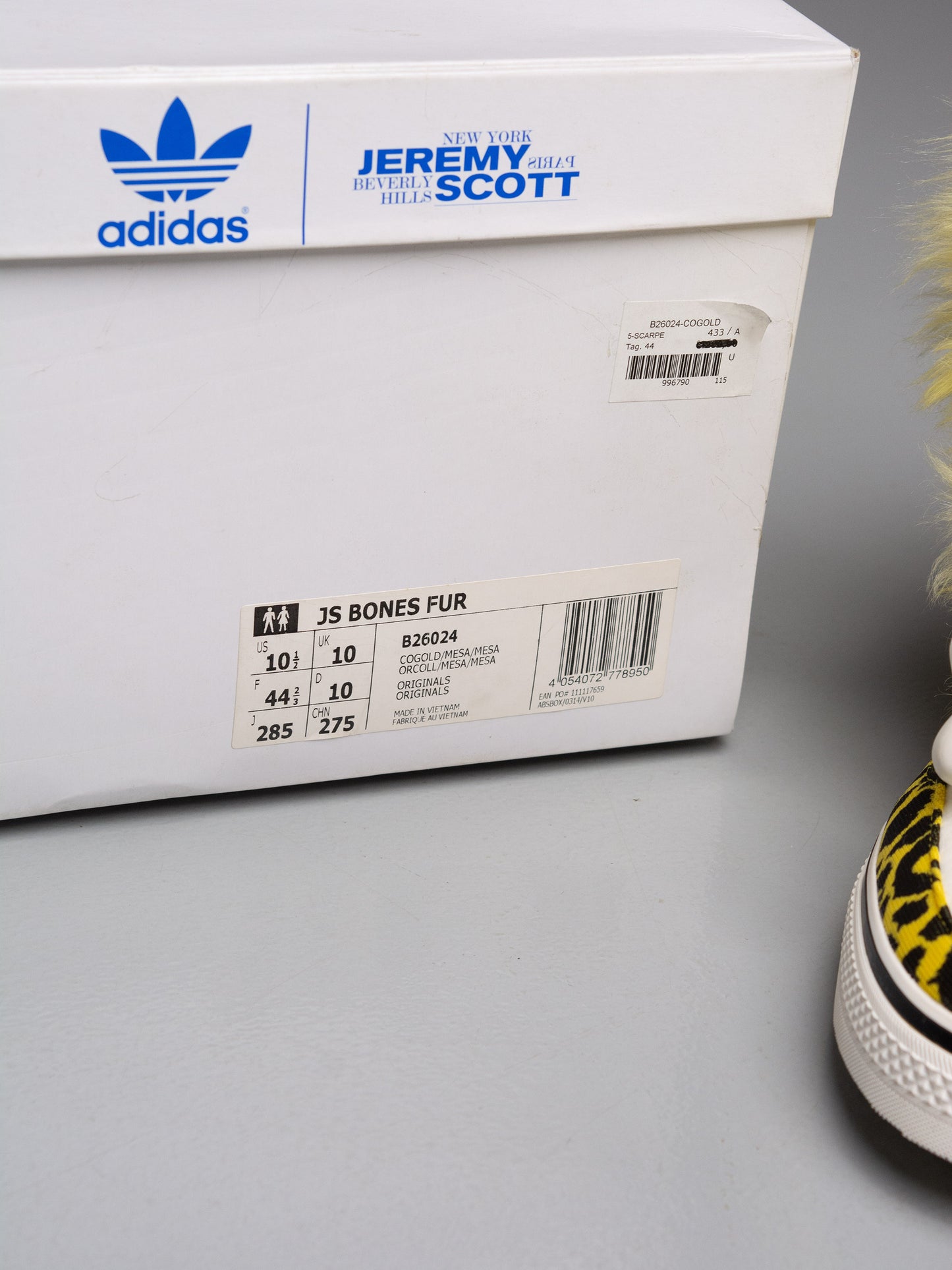 adidas Originals by Jeremy Scott S/S 2015 JS Bones Fur - size 44 2/3