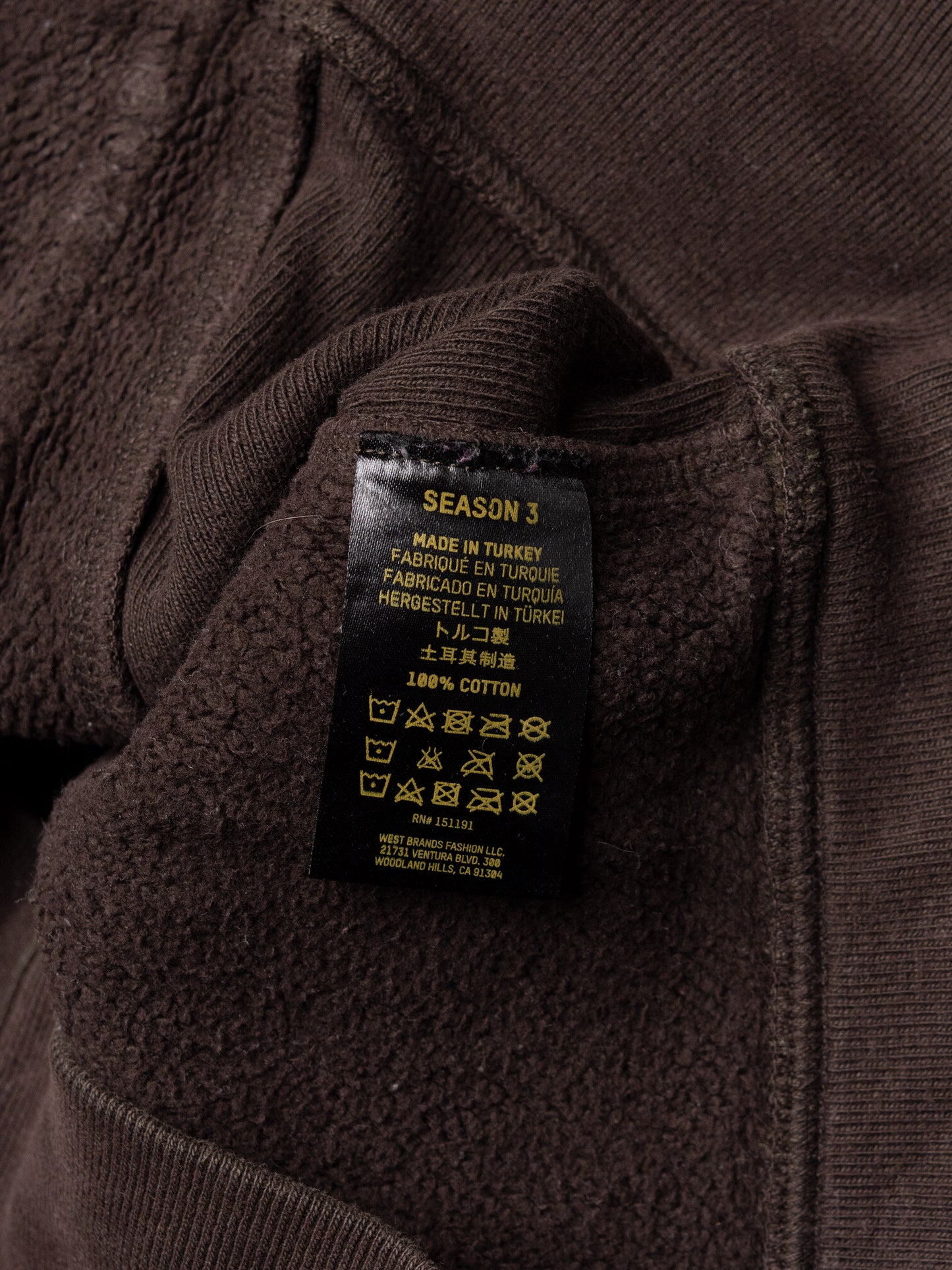 YEEZY Season 3 Onyx Dark zip hoodie - size S