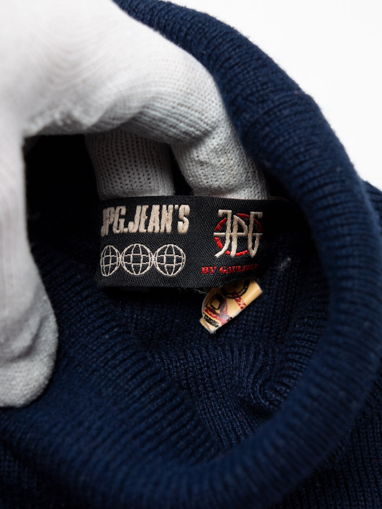 JPG.Jean's - (vintage) - striped knit turtleneck (navy) - men's size XL