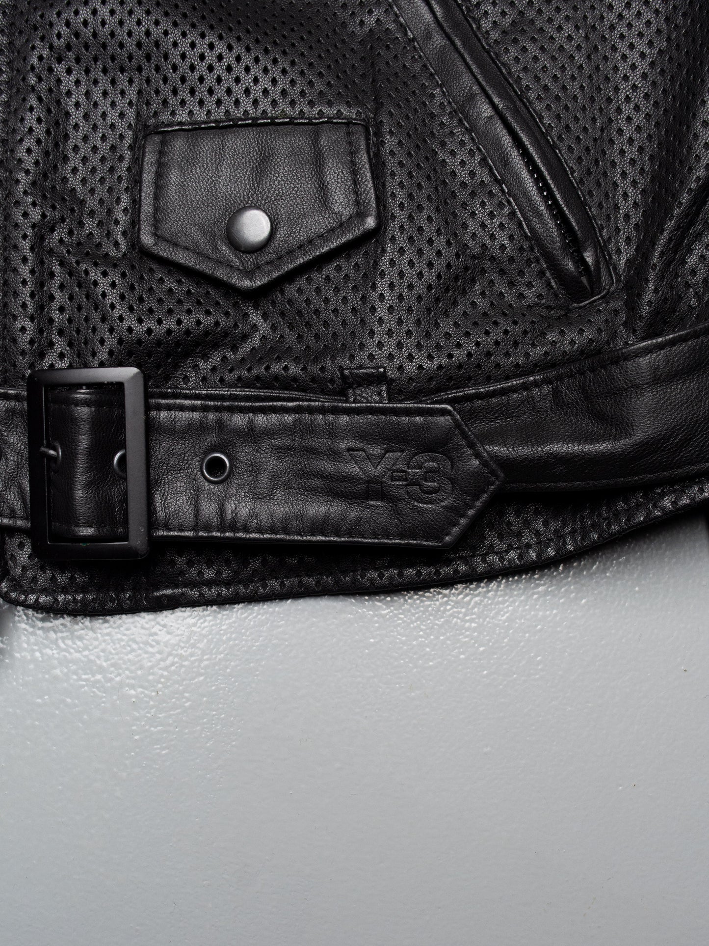 Y-3 - A/W 2013 - women's perforated leather biker jacket - size L