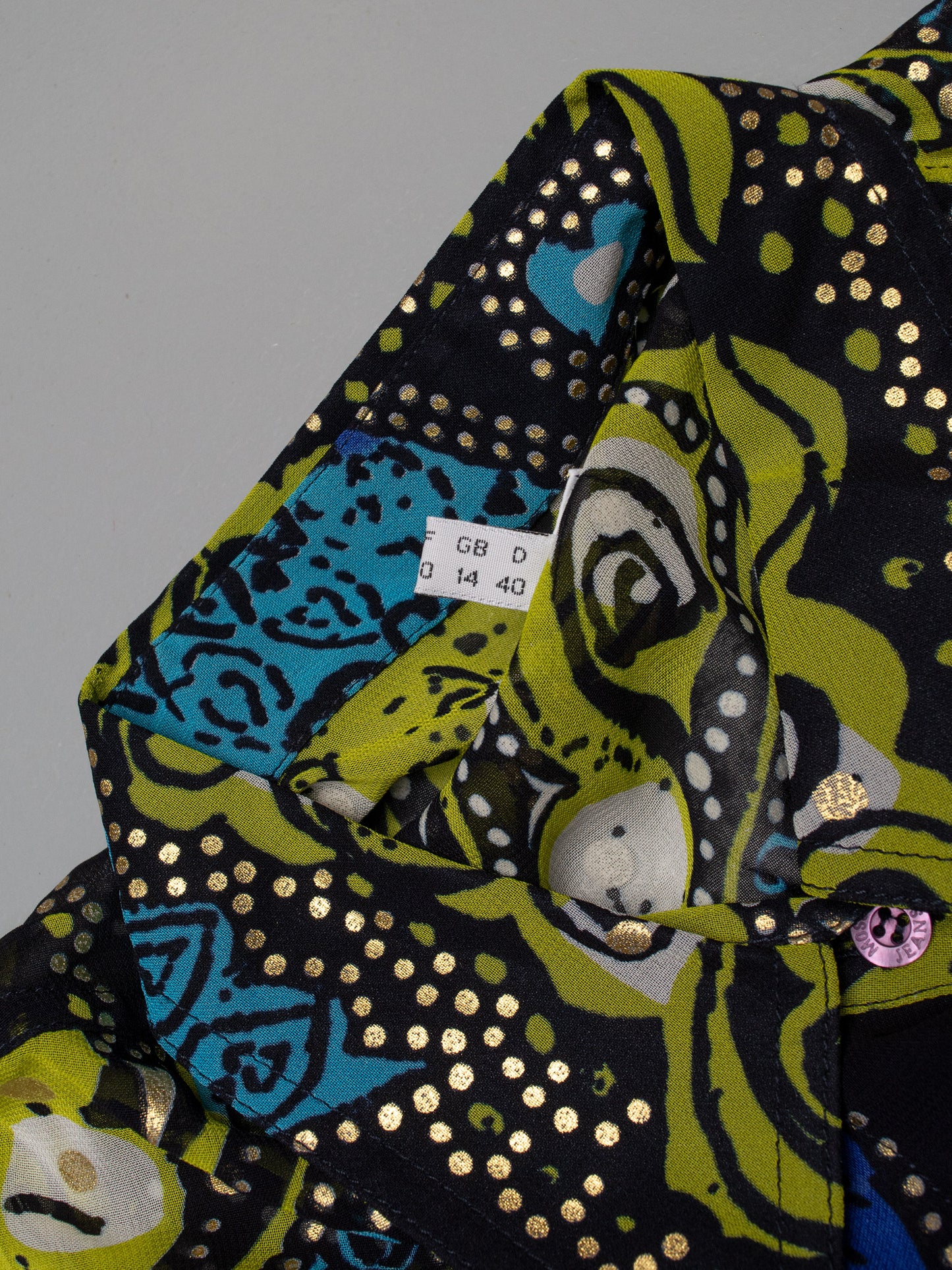 vintage Moschino Jeans sheer shirt with gold print - women's size 44IT