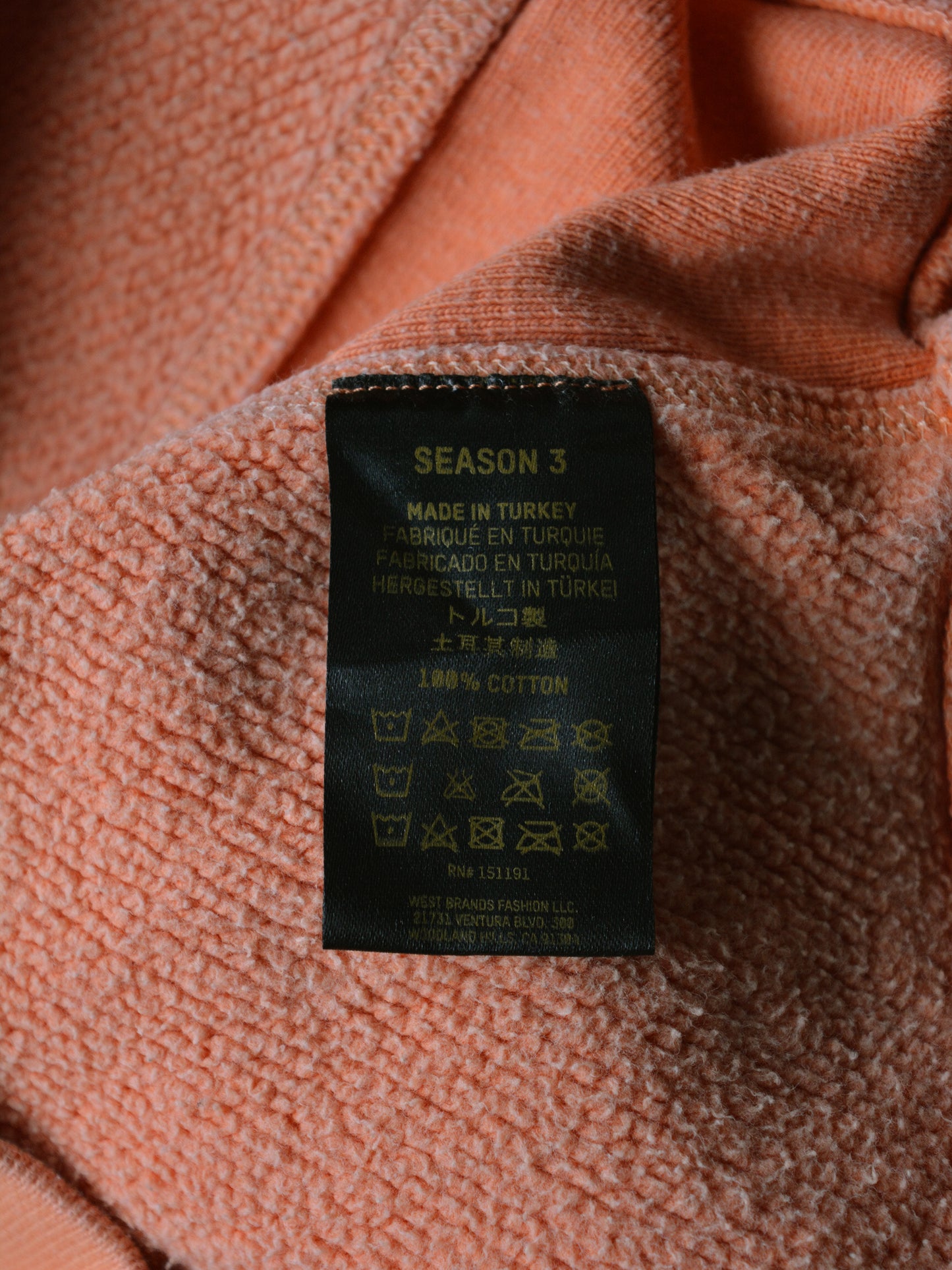 YEEZY Season 3 (2016) - Fleece Crew Sweat (Warning Orange) - size S