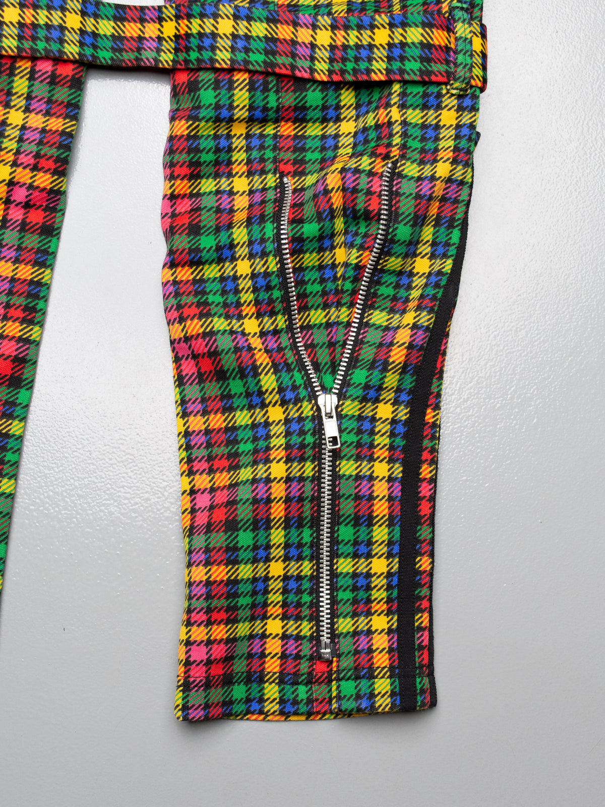 adidas Originals by Jeremy Scott - S/S 2011 - plaid bondage track pants - size XS