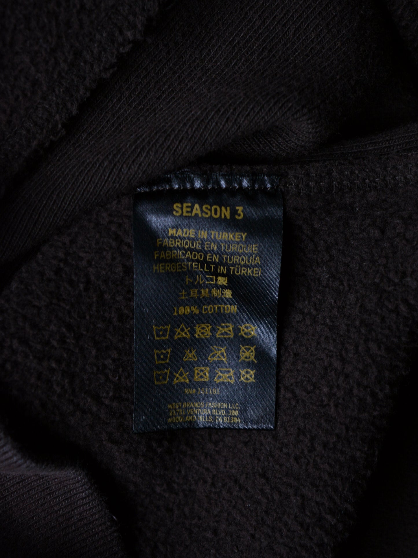 YEEZY Season 3 (2016) - zip hoodie (Onyx Dark) - size S