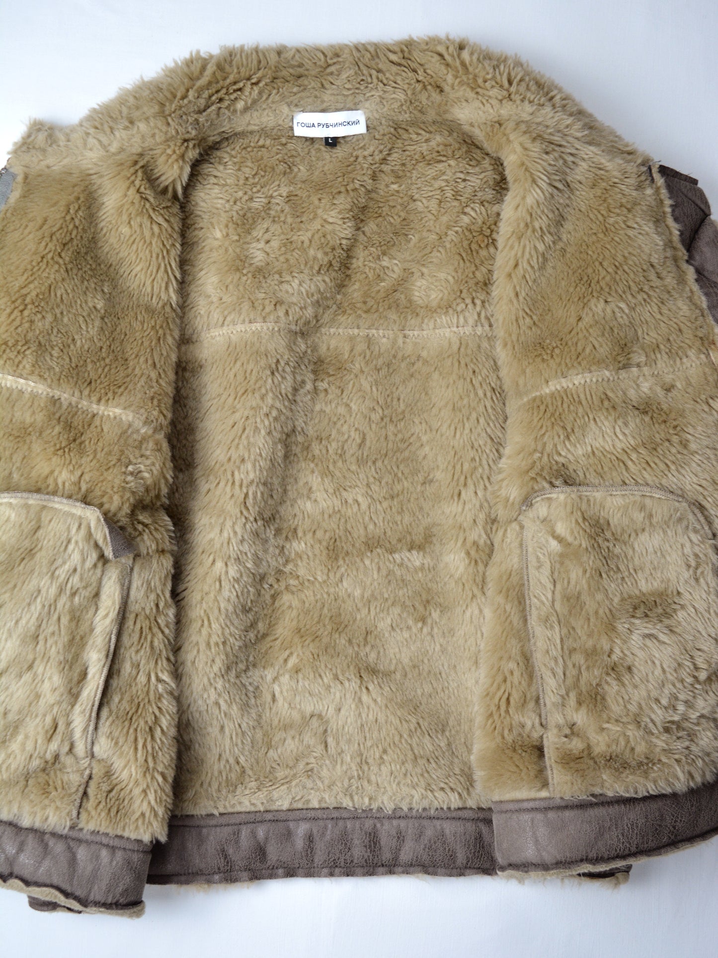 Gosha Rubchinskiy - A/W 2016 - faux leather shearling jacket (brown) - size L