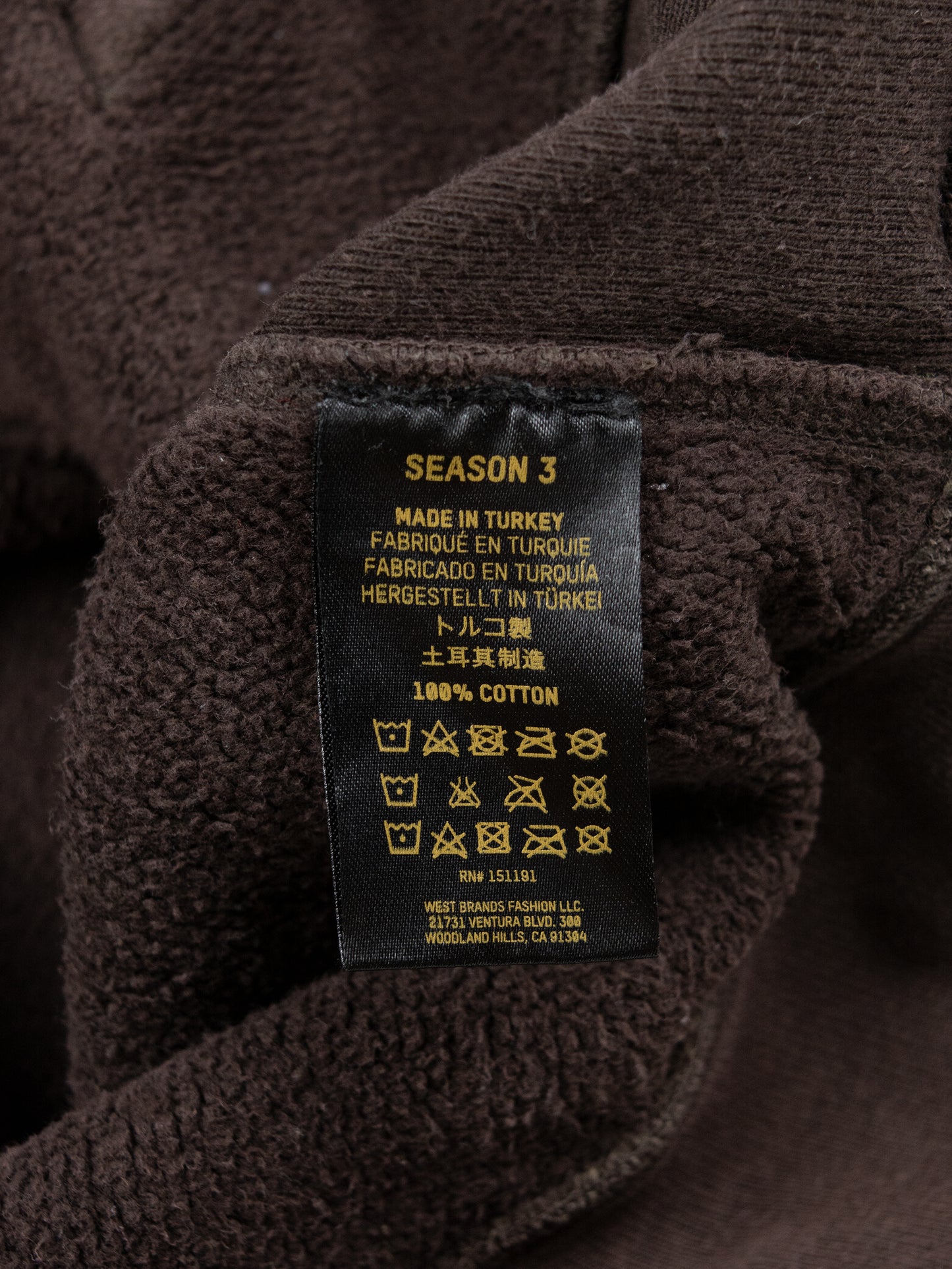 YEEZY Season 3 (2016) - zip hoodie (Onyx Dark) - size M