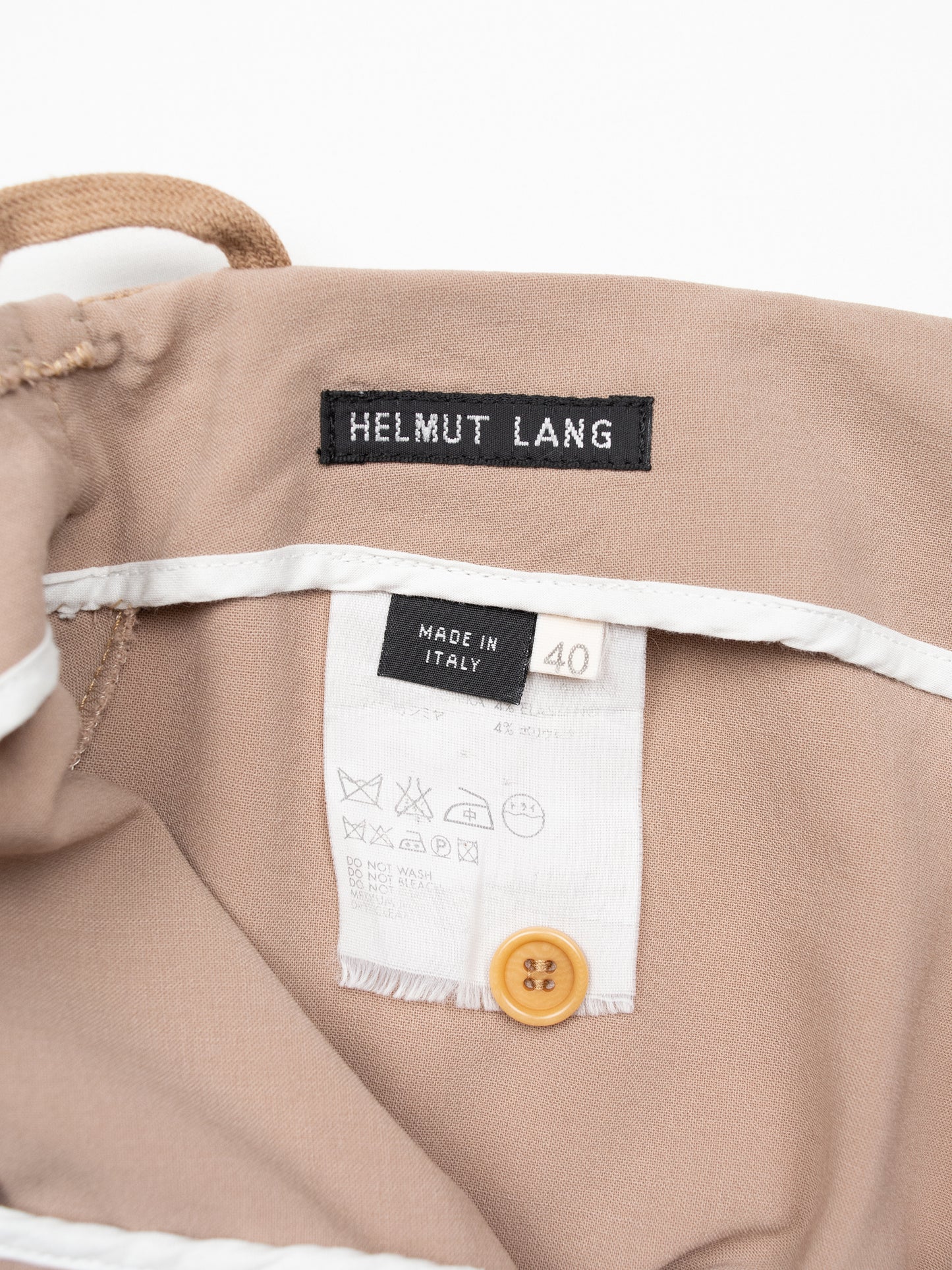 Helmut Lang - (vintage) - cashmere pants with integrated belt (beige) - women's size 40