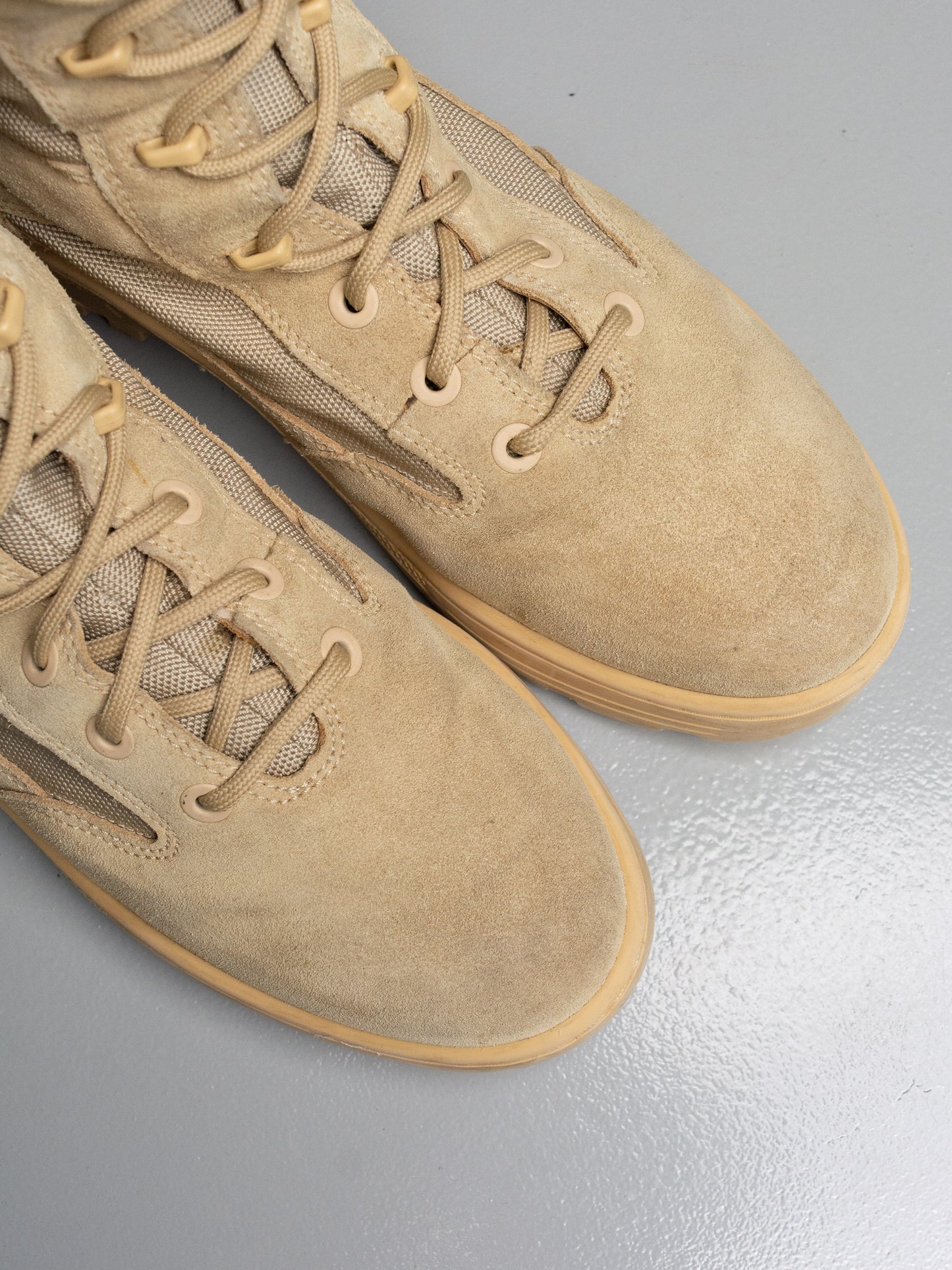YEEZY Season 4 Nylon and Thick Suede Combat Boot (Sand) - size 45