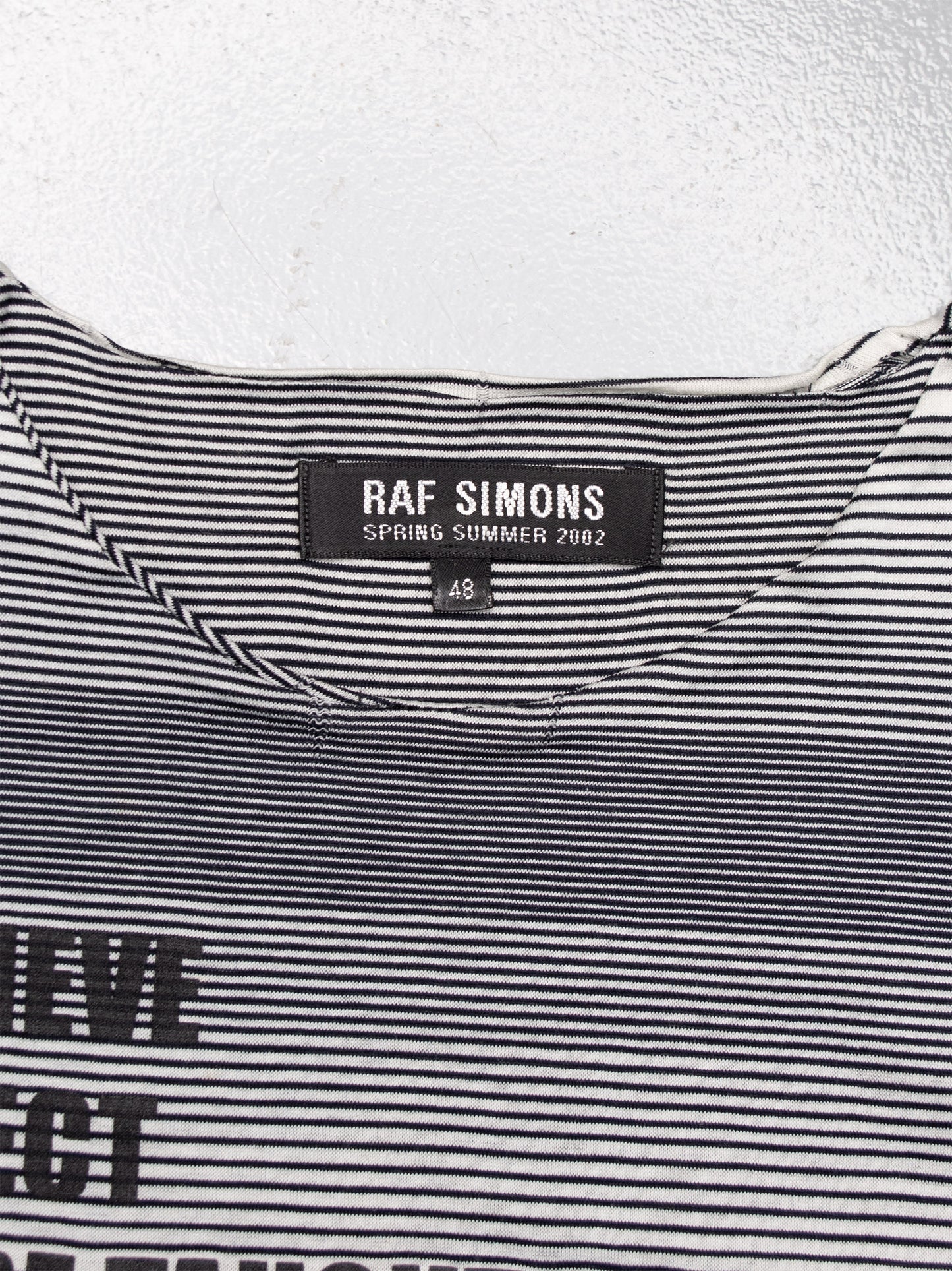 Raf Simons - S/S 2002 - "We Believe" double layer striped long-sleeve t-shirt - size 48