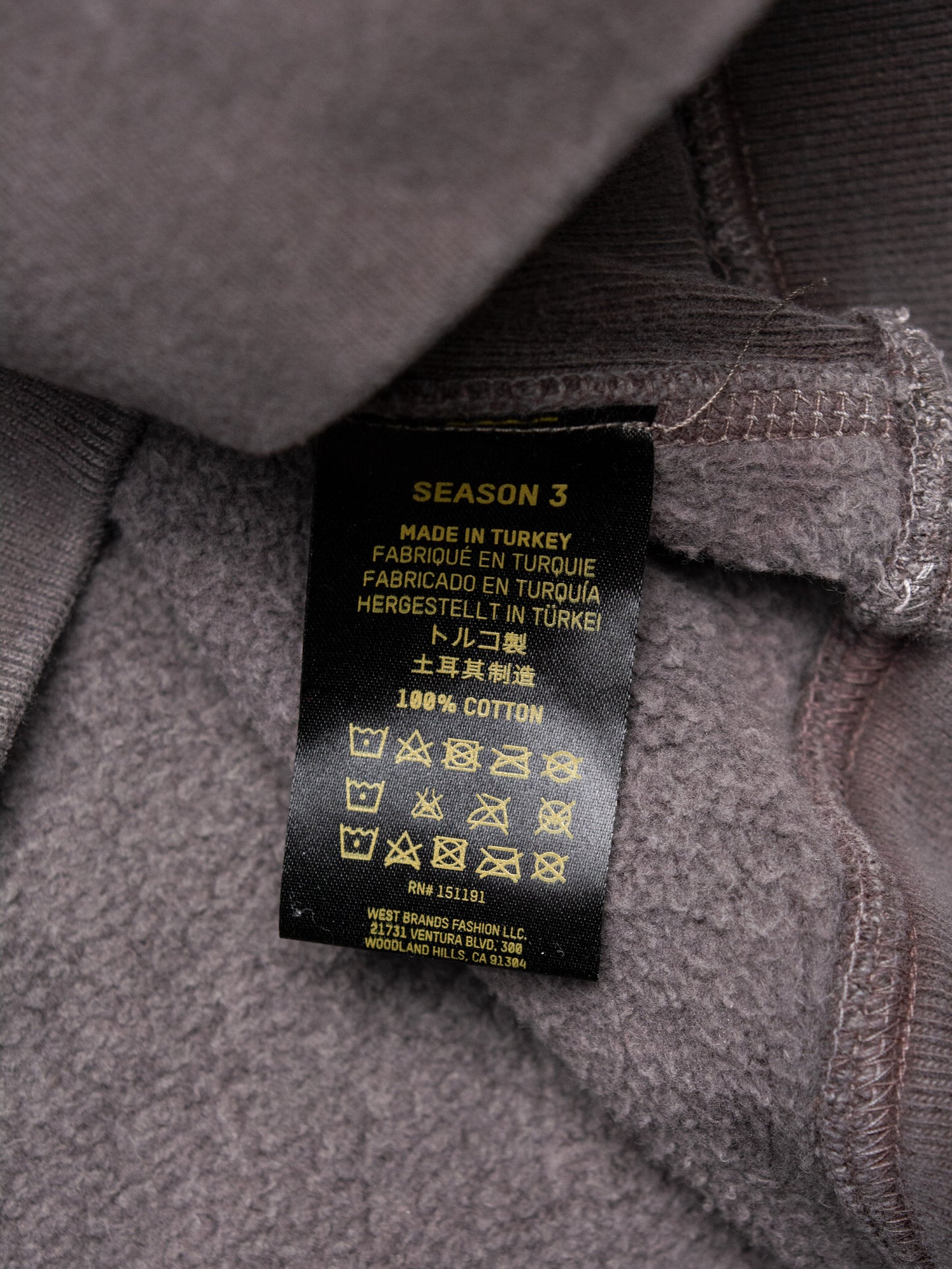 YEEZY Season 3 Onyx Dark fleece hoodie - size S