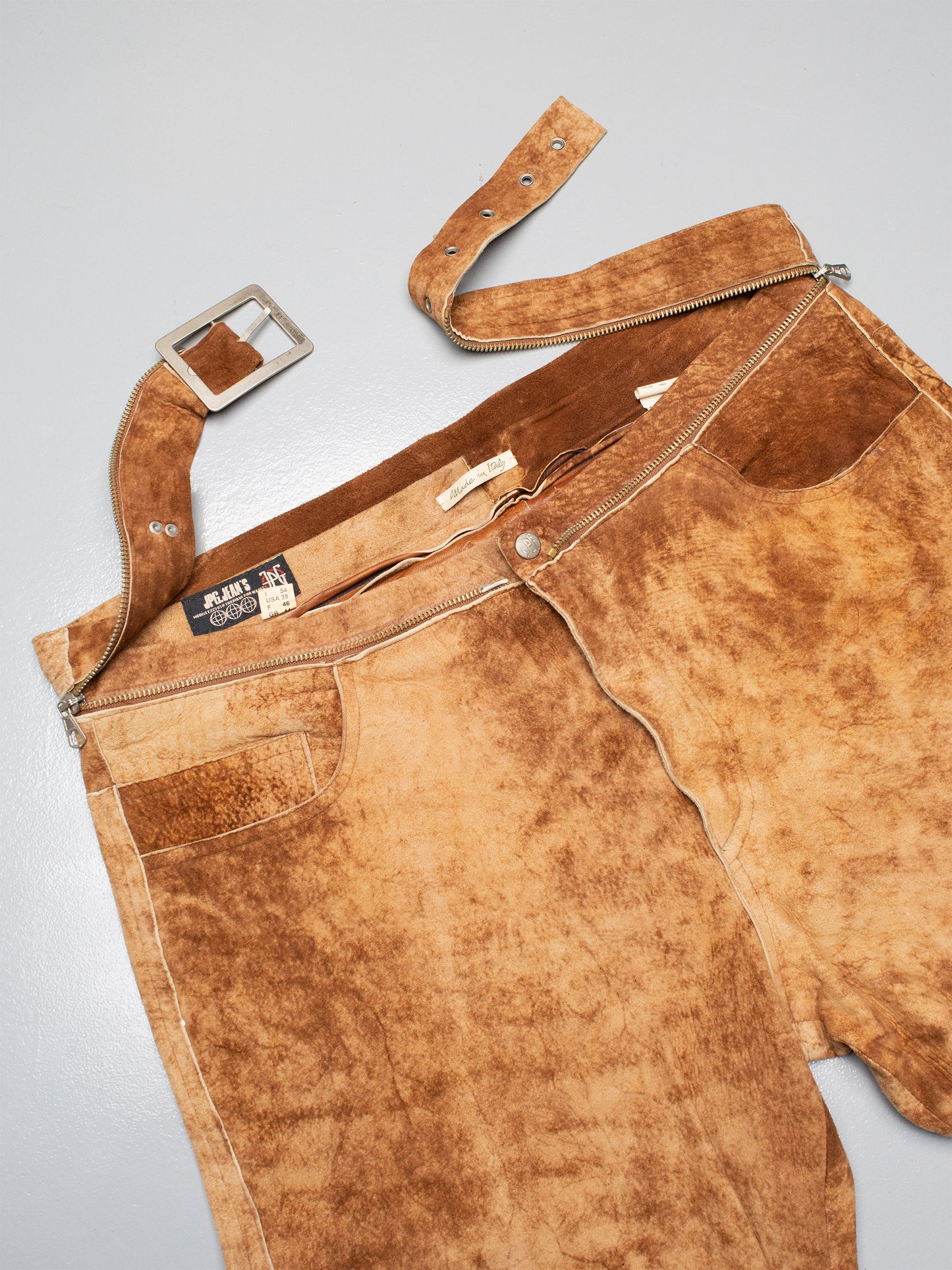 JPG.Jean's - (vintage) - men's belted cowhide leather pants - size 54