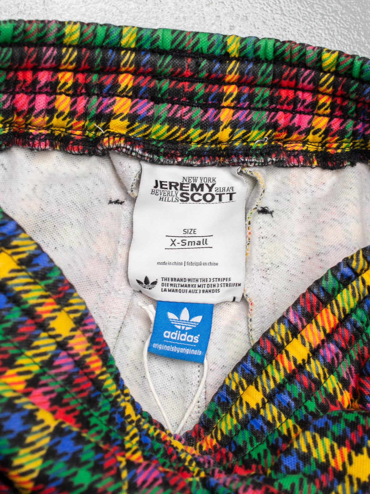 adidas Originals by Jeremy Scott - S/S 2011 - plaid bondage track pants - size XS